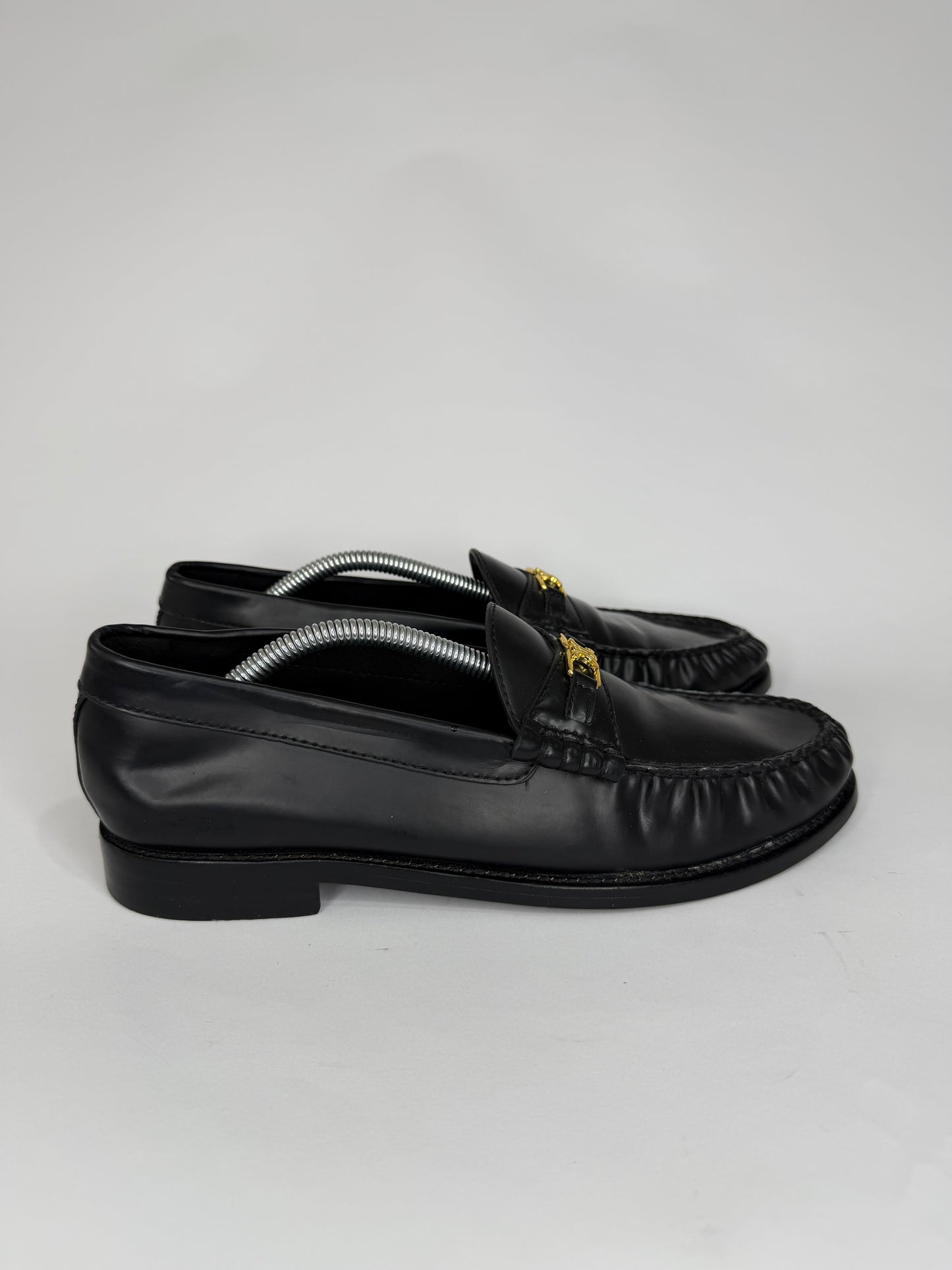 Celine Triomphe Black Patent Leather Loafers Size 39 EU/ 9 US / 6 UK
