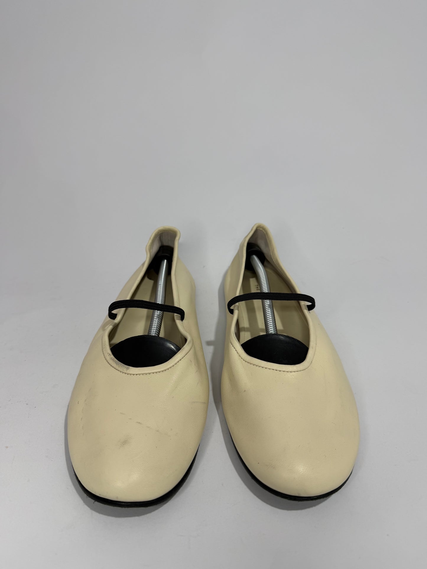 The Row Off White Leather Elastic Ballet Flats Size 40 EU/ 10 US