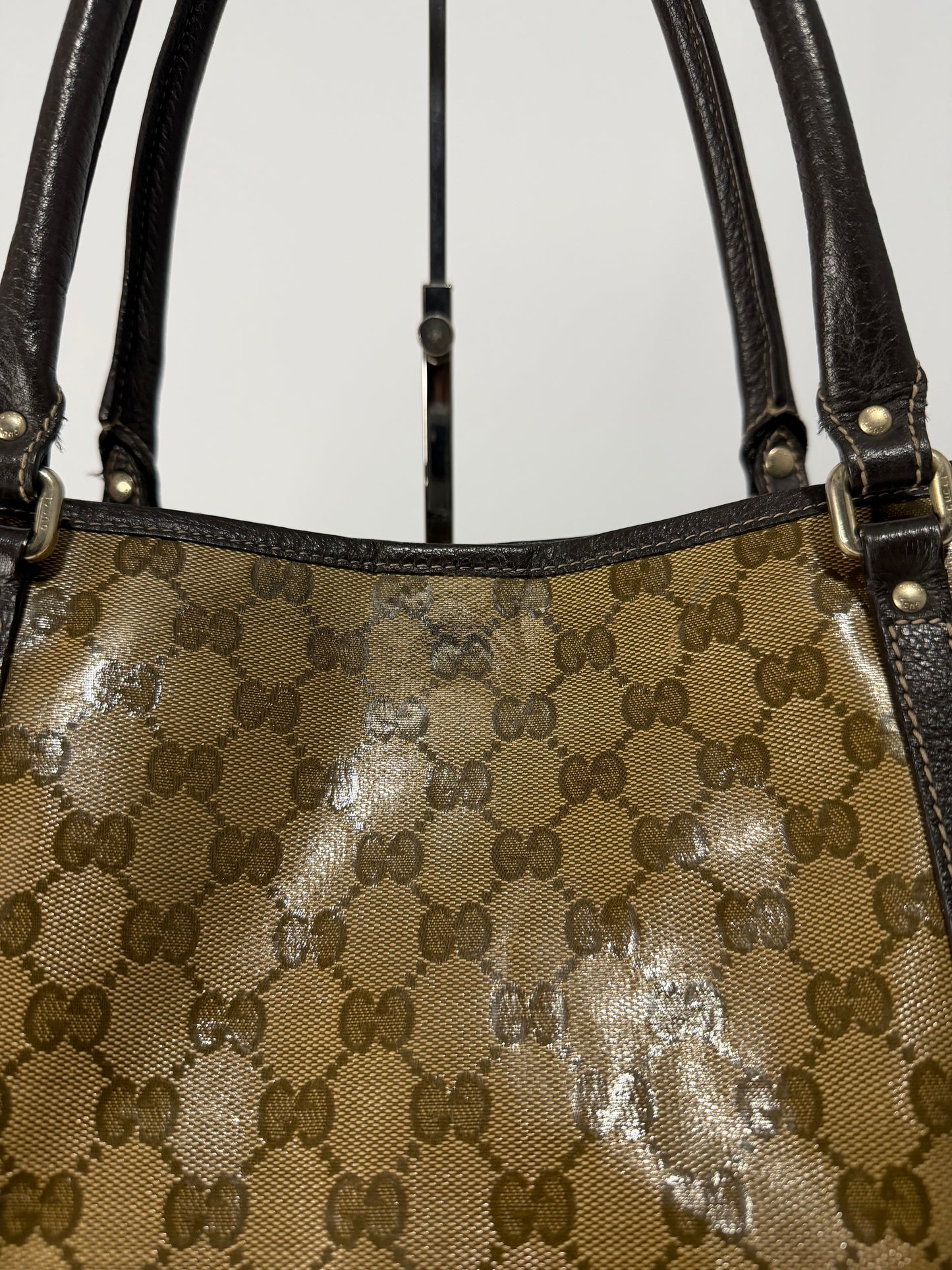 GUCCI
Beige/Ebony 'GG Crystal' Coated Canvas Joy Large Tote Bag
