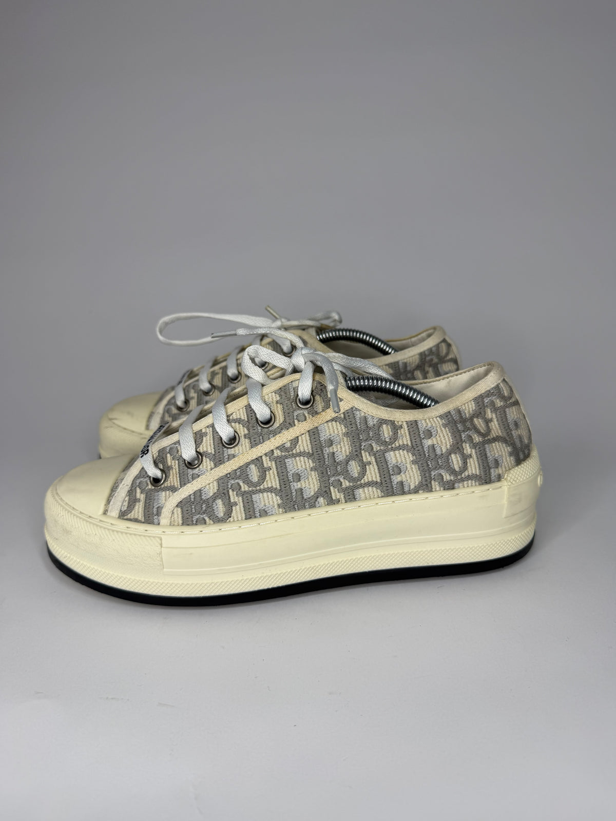 Dior Walk'n'Dior Beige/Grey Oblique Jacquard Lace Up Sneakers Size 38 EU/ 8 US/ 5 UK