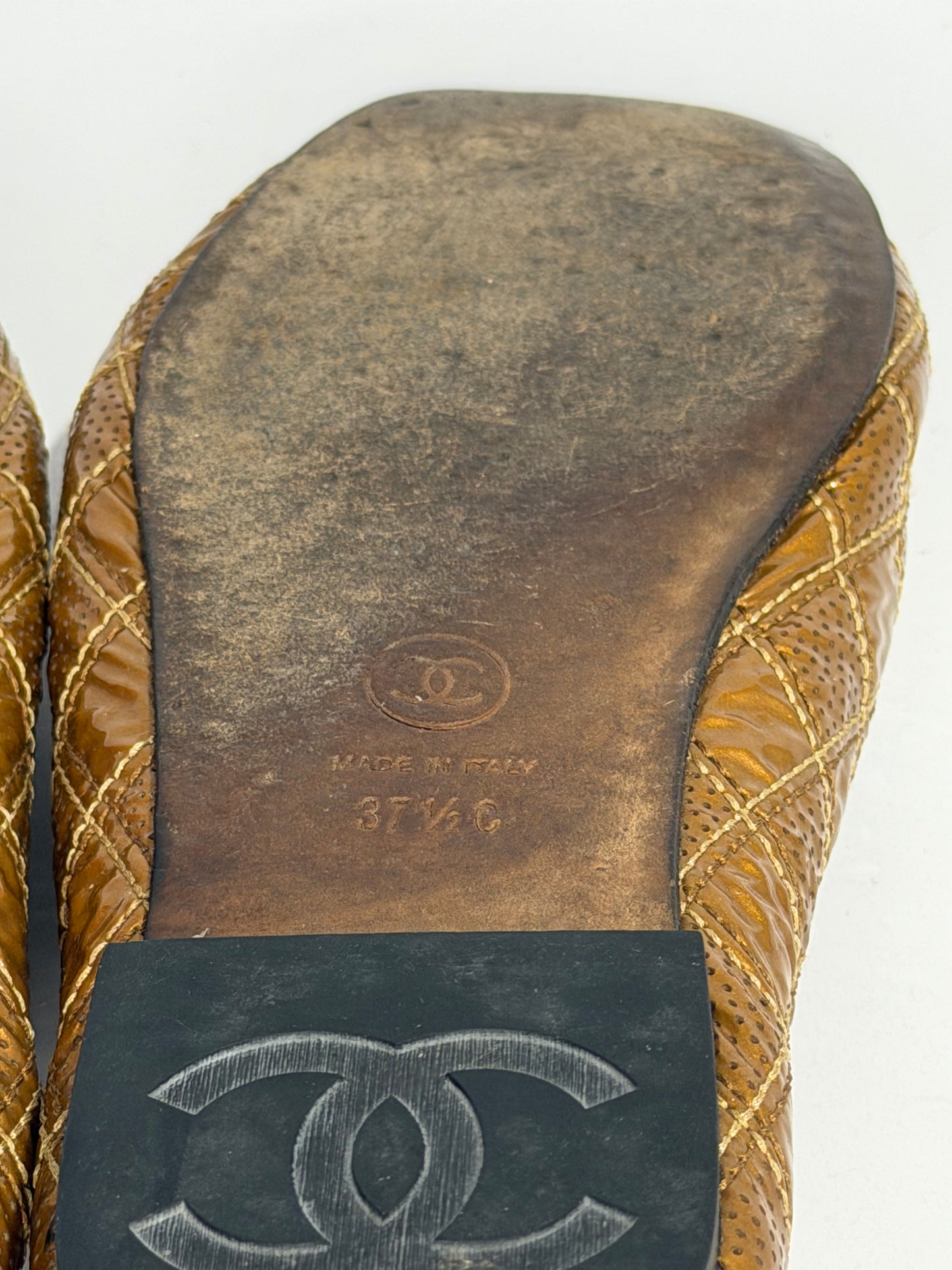 CHANEL Tan Quilted Leather Driver Loafers Size 37.5 EU/7.5 US/ 4.5 UK