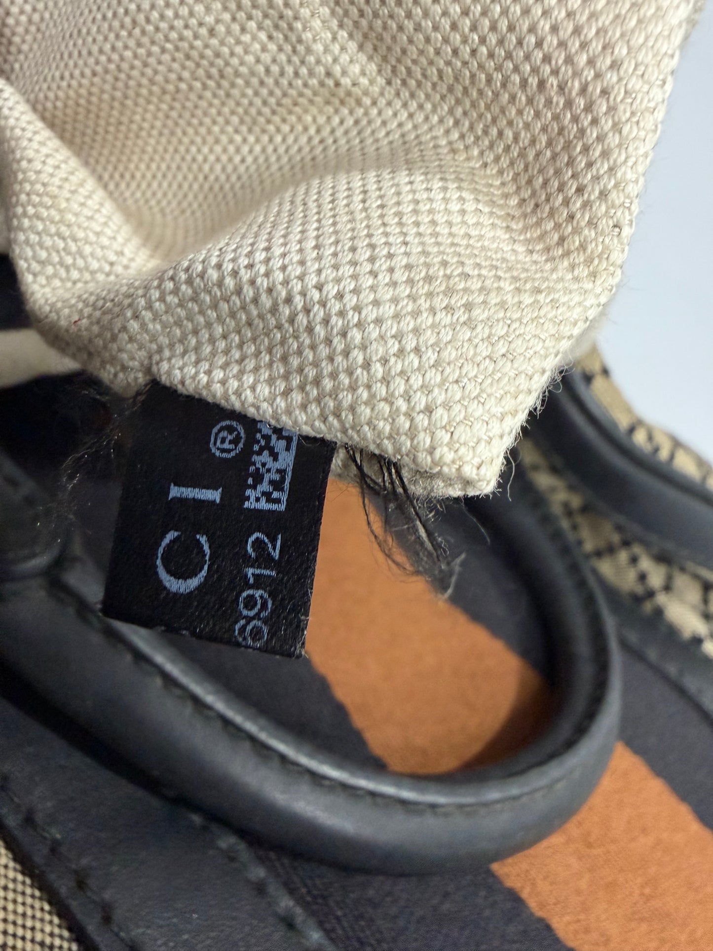 Gucci Black/Beige Diamante Canvas Medium Vintage Web Boston Bag