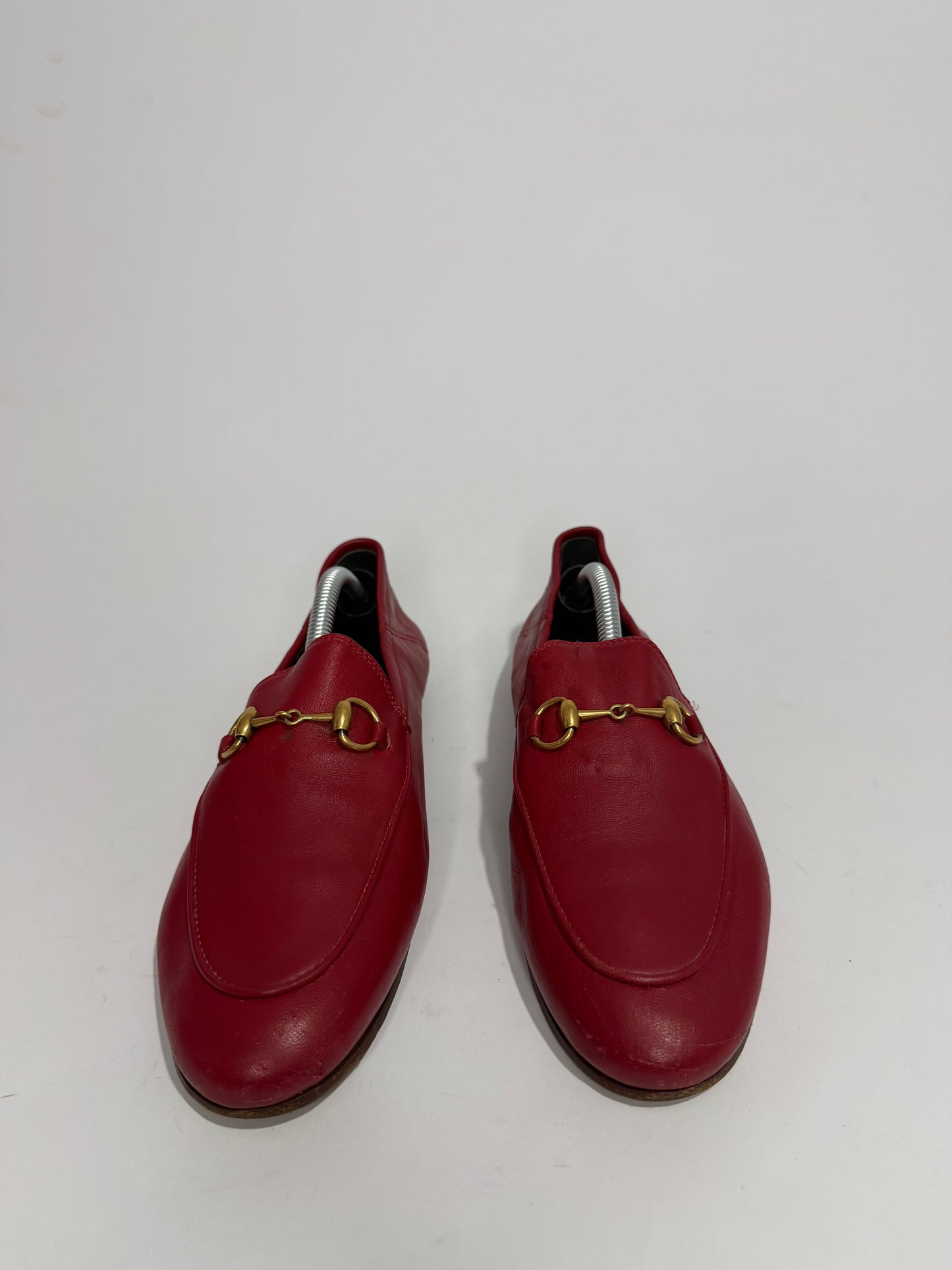 Gucci Red Leather Foldable Horsebit Loafers Size 37/ 7 US/ 4 UK