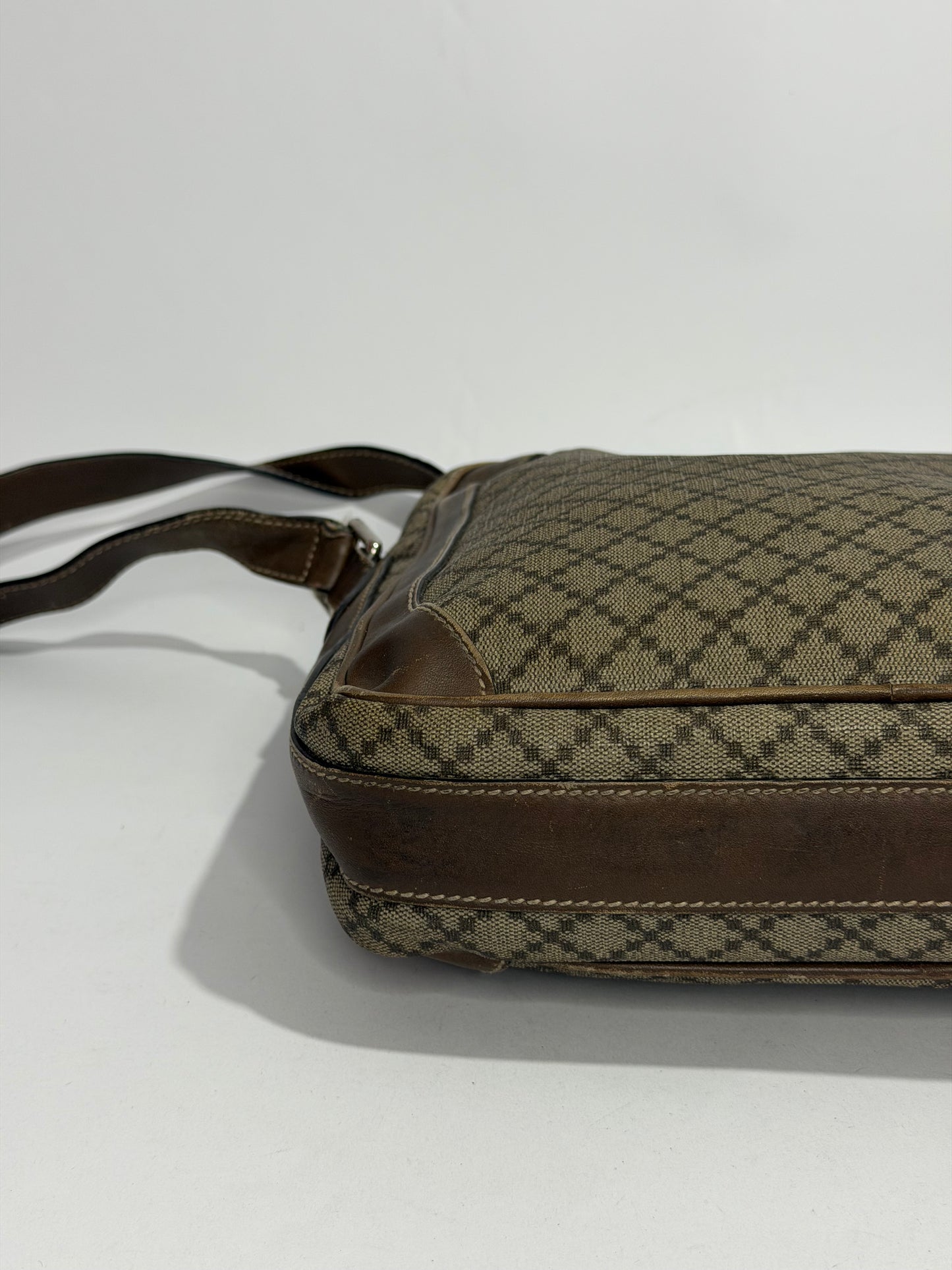 Vintage Gucci Diamante Canvas & Brown Leather Crossbody Messenger Bag