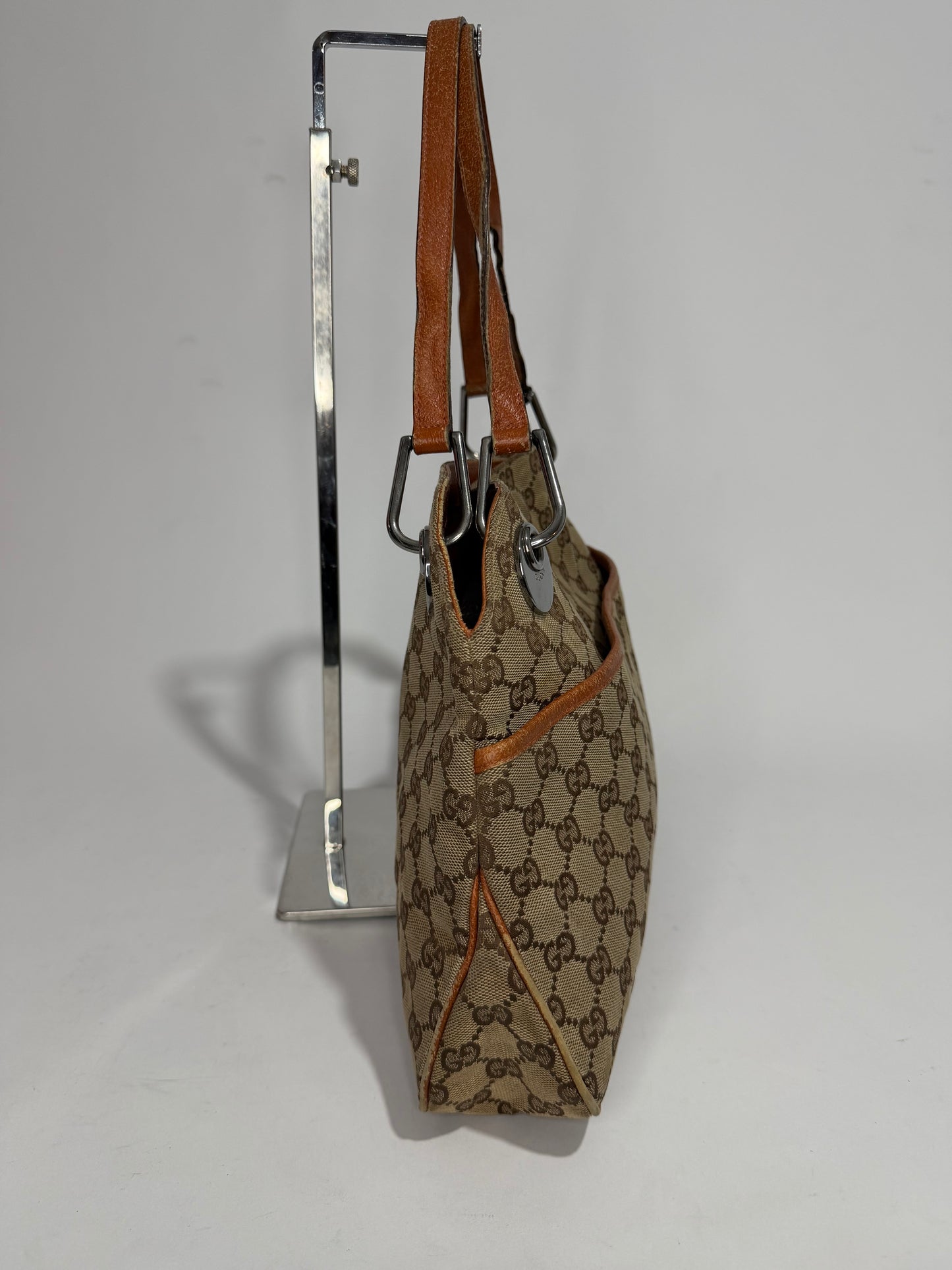 Gucci Beige/Brown GG Canvas and Leather Eclipse Shoulder Bag