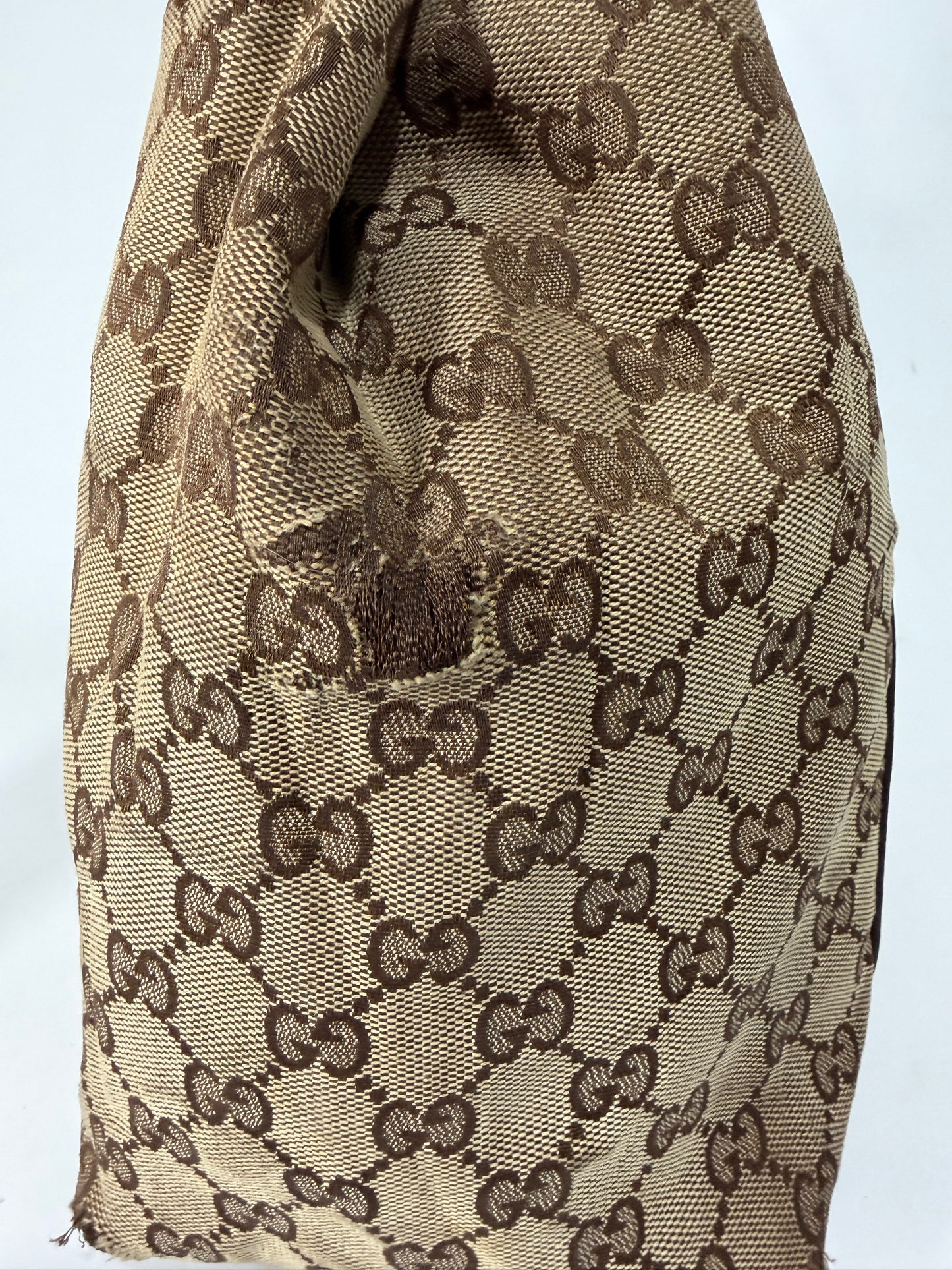 Gucci Beige/White GG Canvas and Leather Medium New Ladies Web Tote