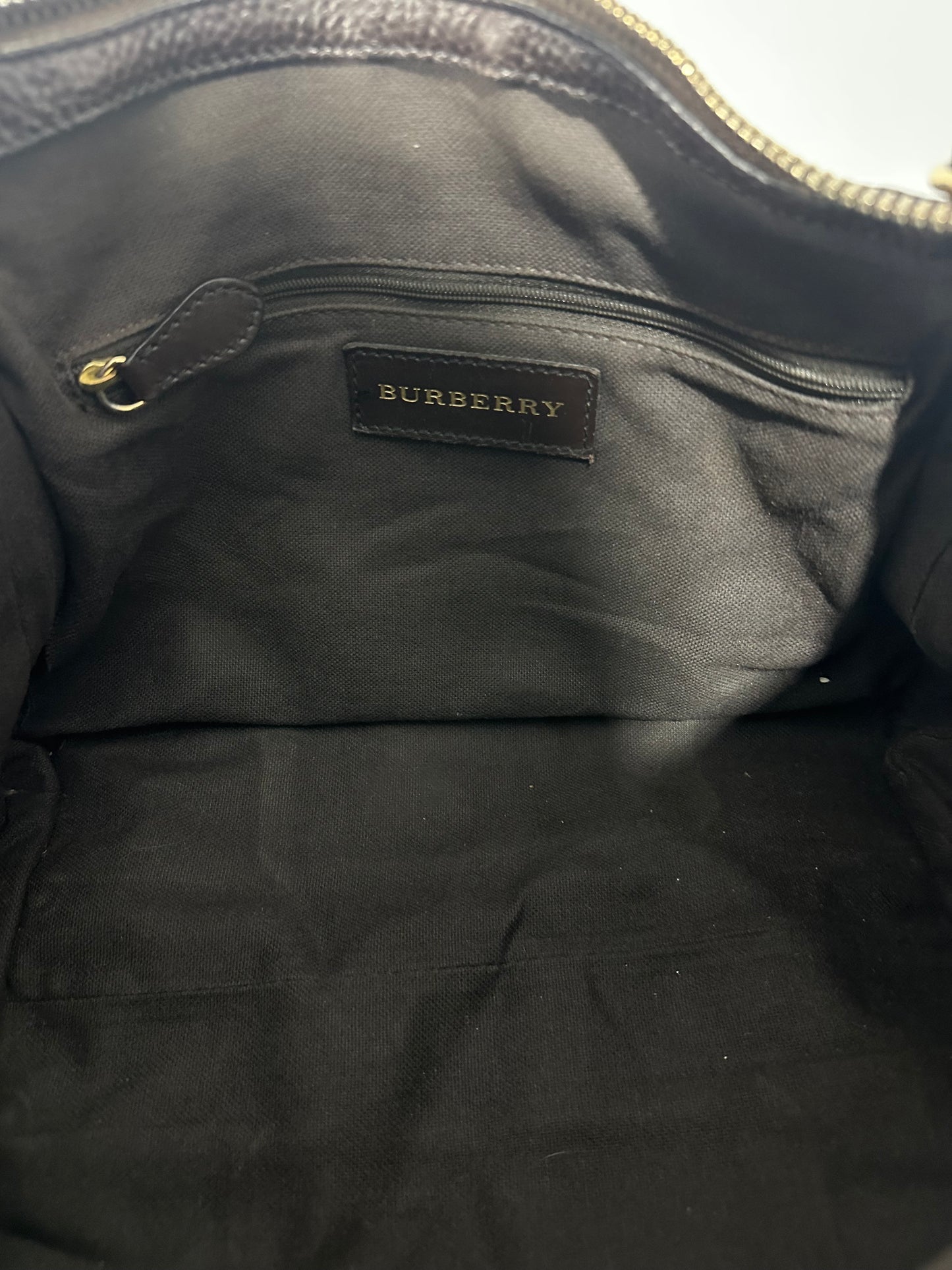 Burberry Beige/Brown Haymarket Check PVC and Leather Gladstone Bowling Bag