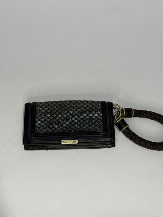 Burberry Black Straw Woven Leather Clutch