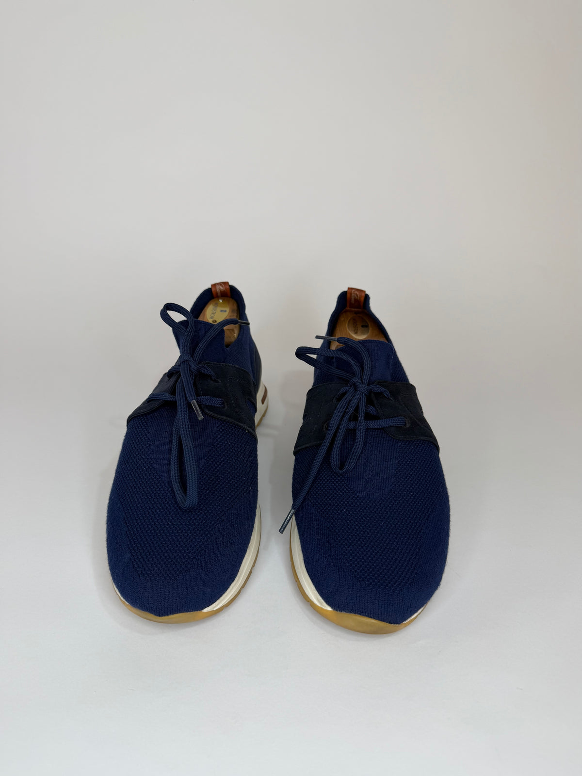 Loro Piana Blue Knit Fabric 360 LP Flexy Walk Low Top Sneakers Size 41 EU/ 8 US / 7 US