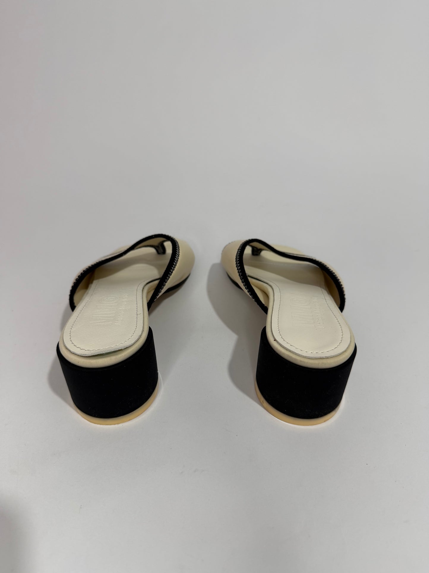 MM6 Maison Margiela cream Scuba Lyrca Heeled Sandals