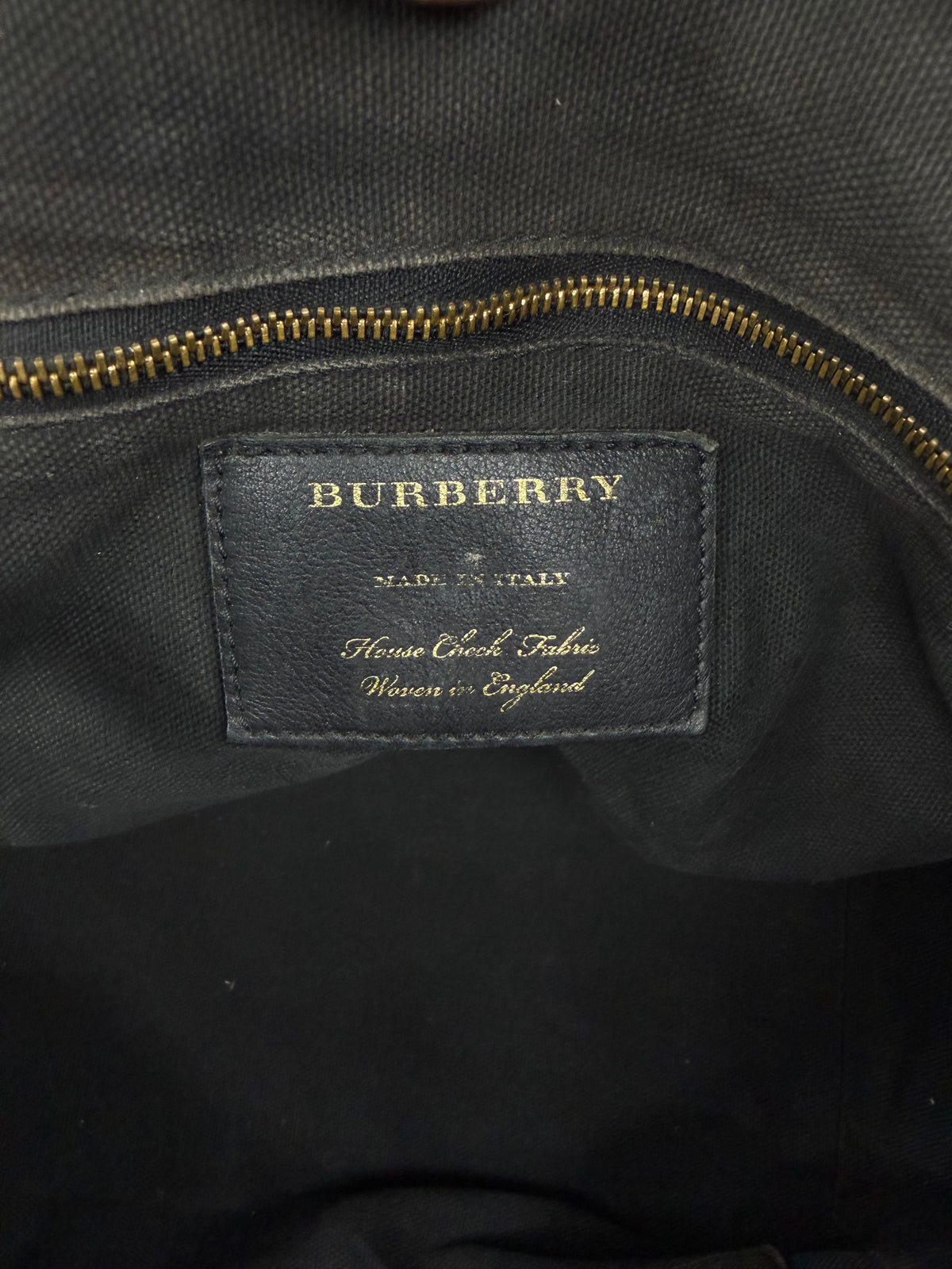 BURBERRY
Brown Leather And House Check Canvas Small Canterbury Tote Bag
