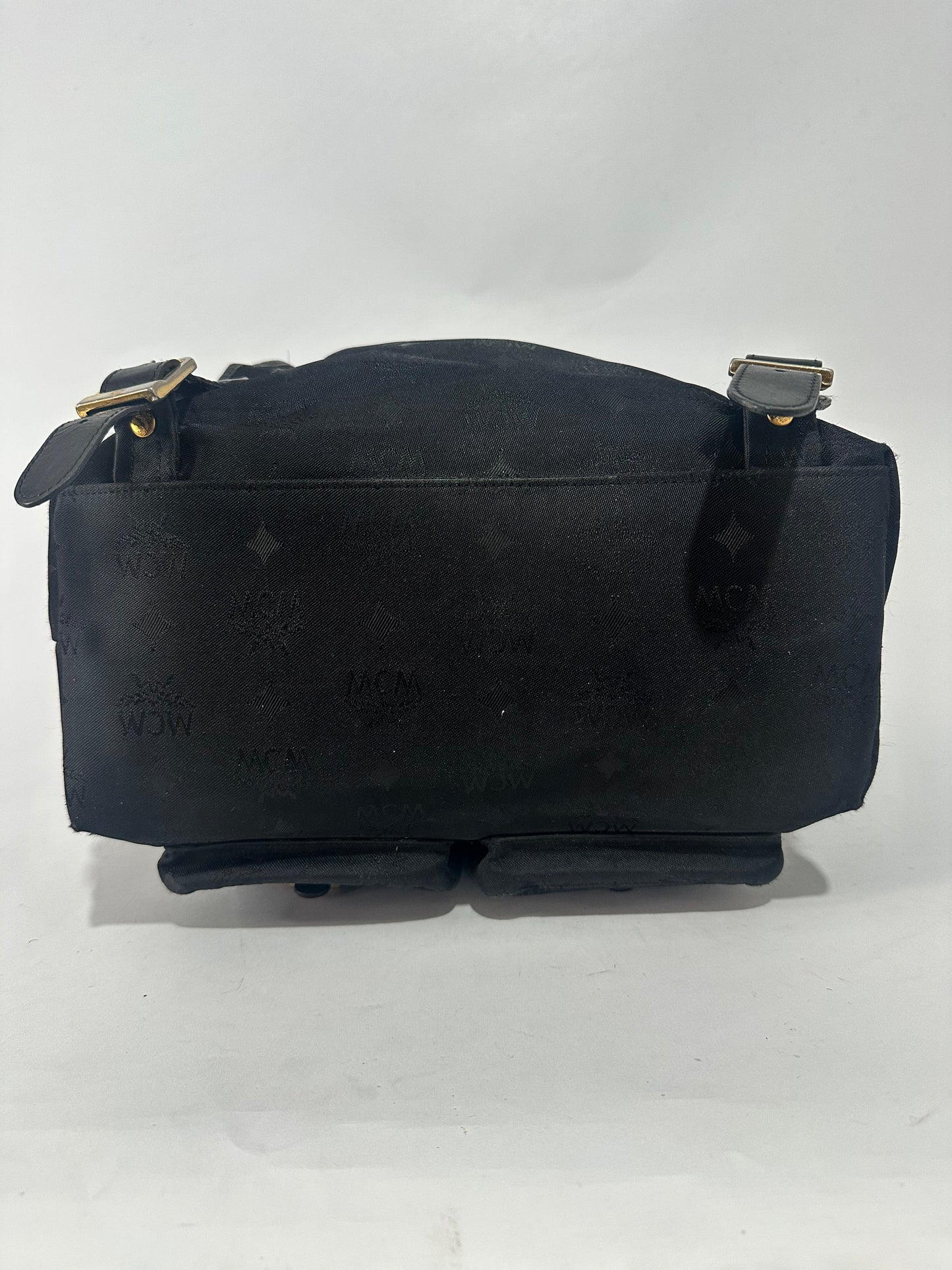 MCM Black Nylon and Leather Drawstring Backpack