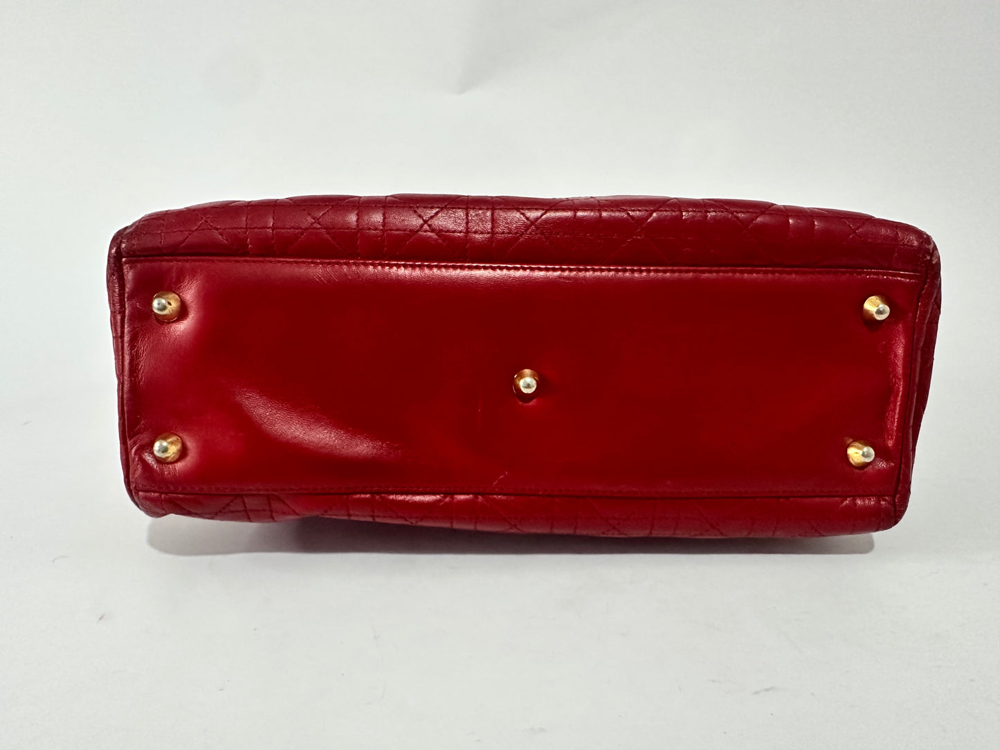 Dior Red Patent Leather Large Lady Dior Tote Bag