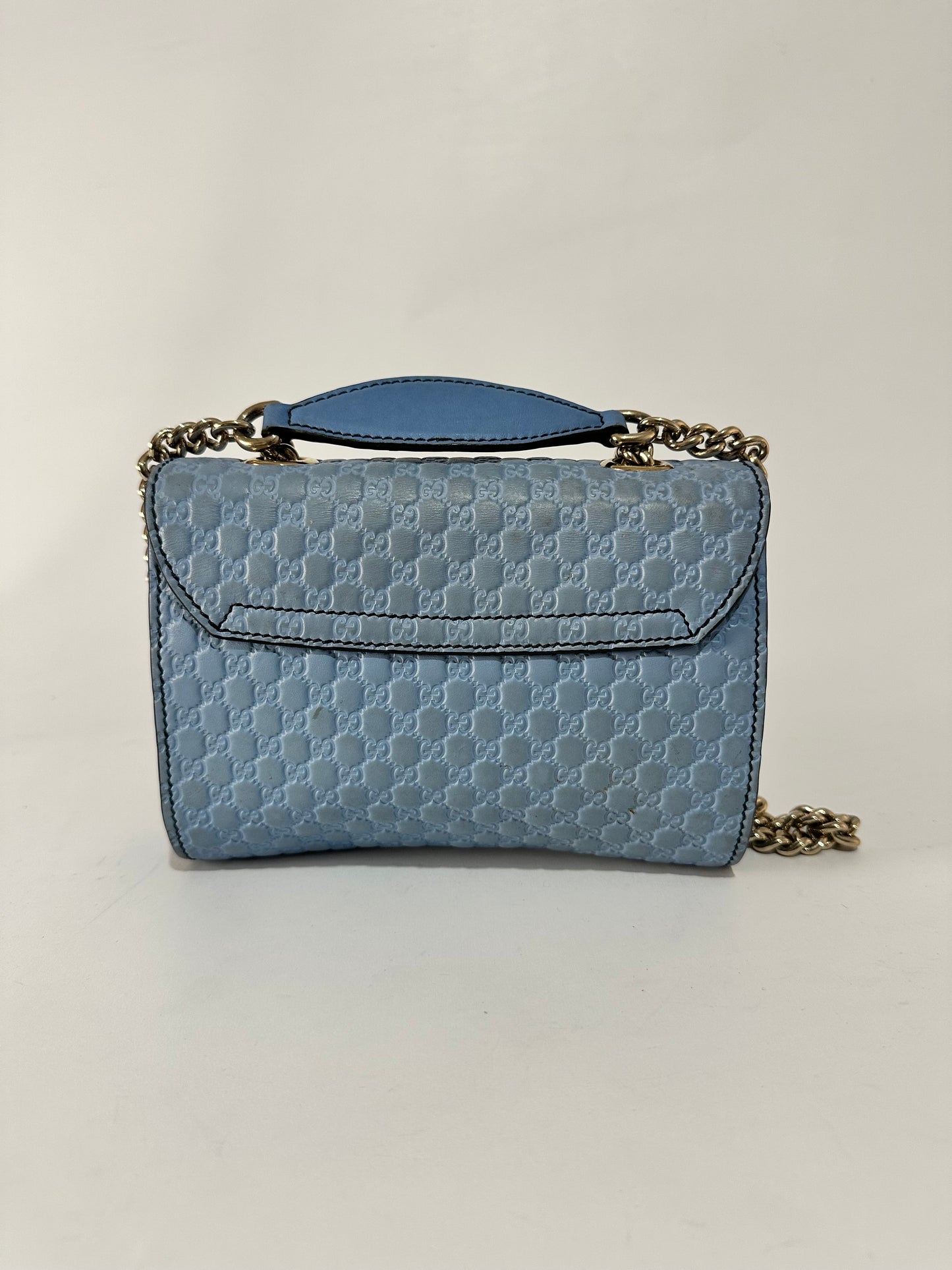 GUCCI Blue Micro Guccissima Leather Emily Small Shoulder Bag