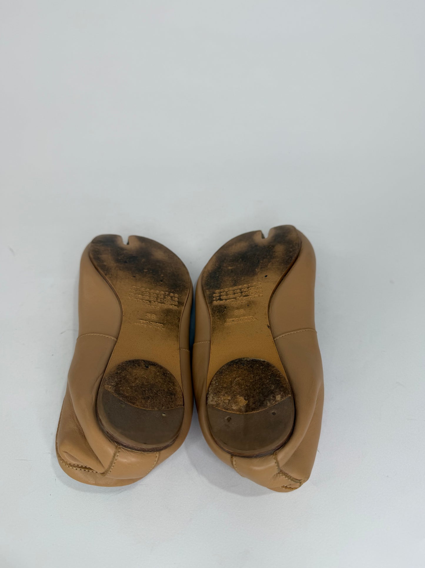 Maison Margiela Tabi Ballet Flats Brown Leather Split-Toe EU 38 / 8 US/ 5 UK