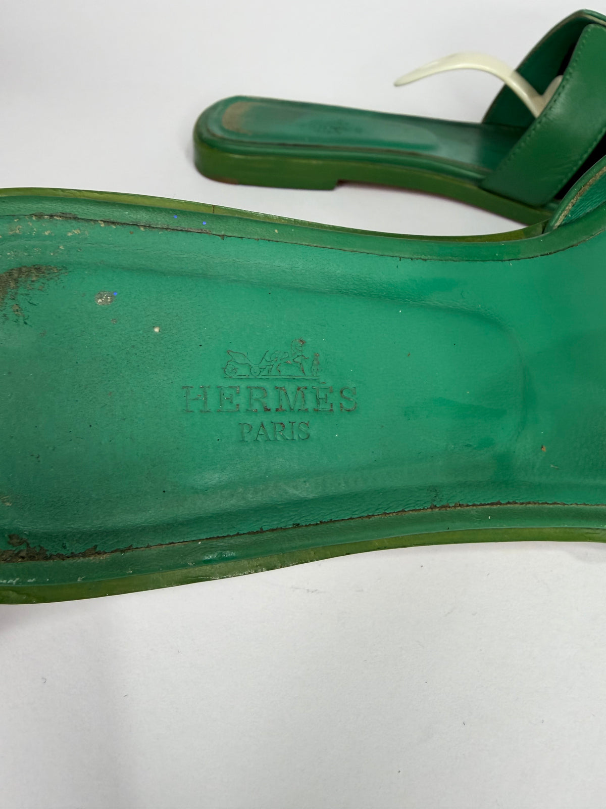 HERMES Green Box Calfskin Oran Sandals 40 EU/ 10 US / 7 UK