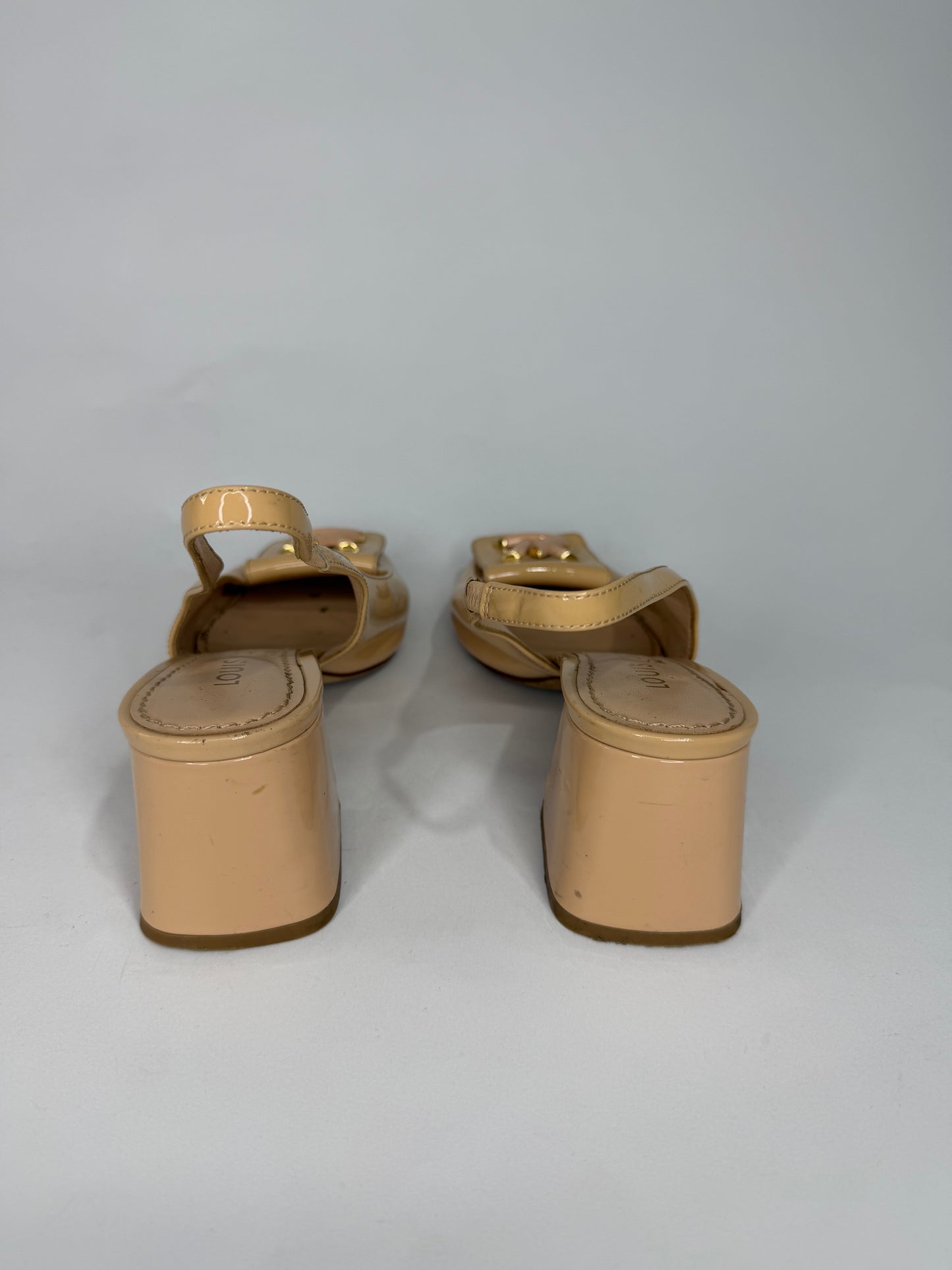 Louis Vuitton Beige Patent Leather Shake Slingback Pumps Size 36.5 EU/ 6.5 US/ 3.5 UK