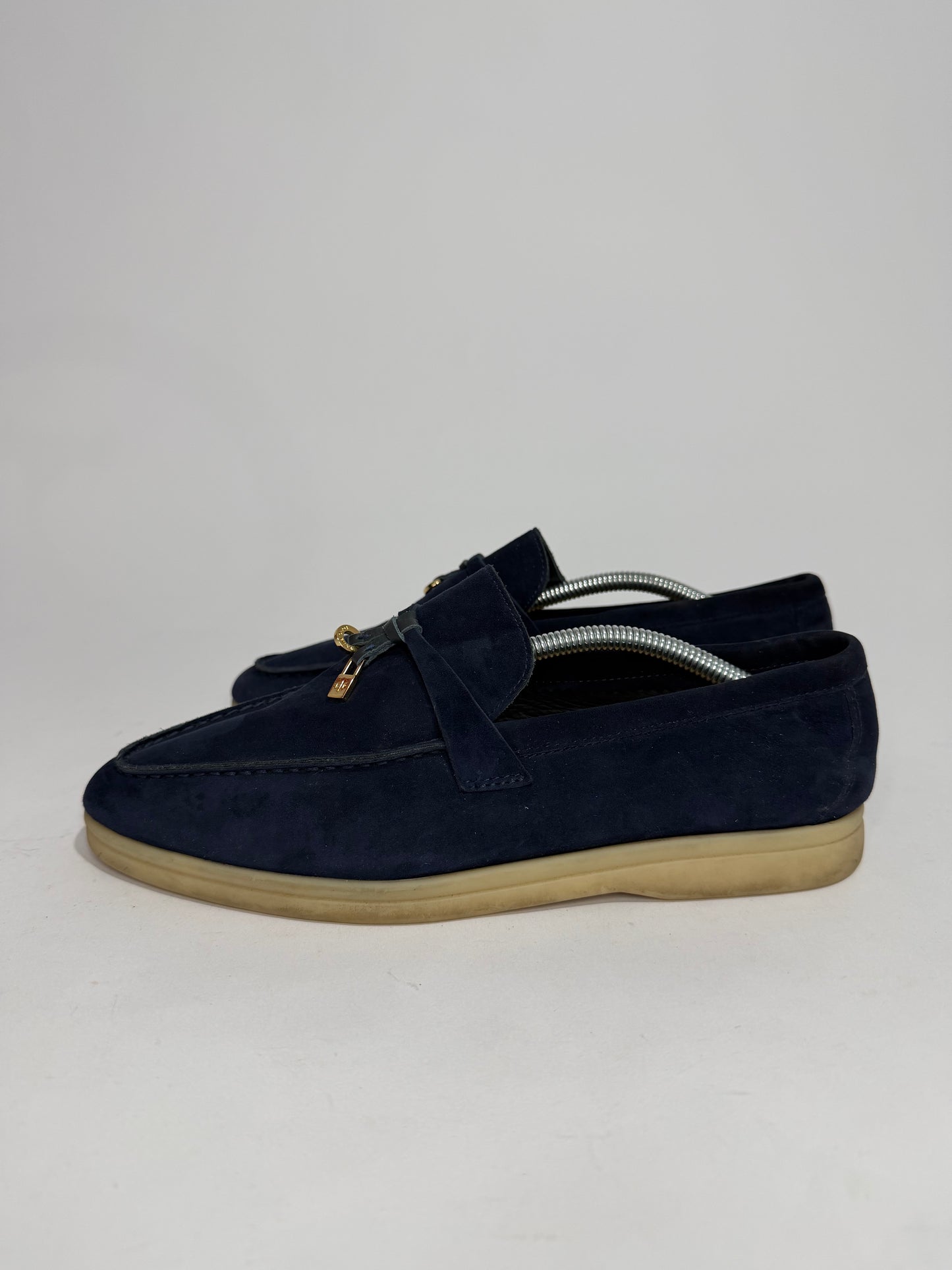 Loro Piana Navy Blue Suede Summer Charms Walk Loafers Size 40 EU/ 10 US