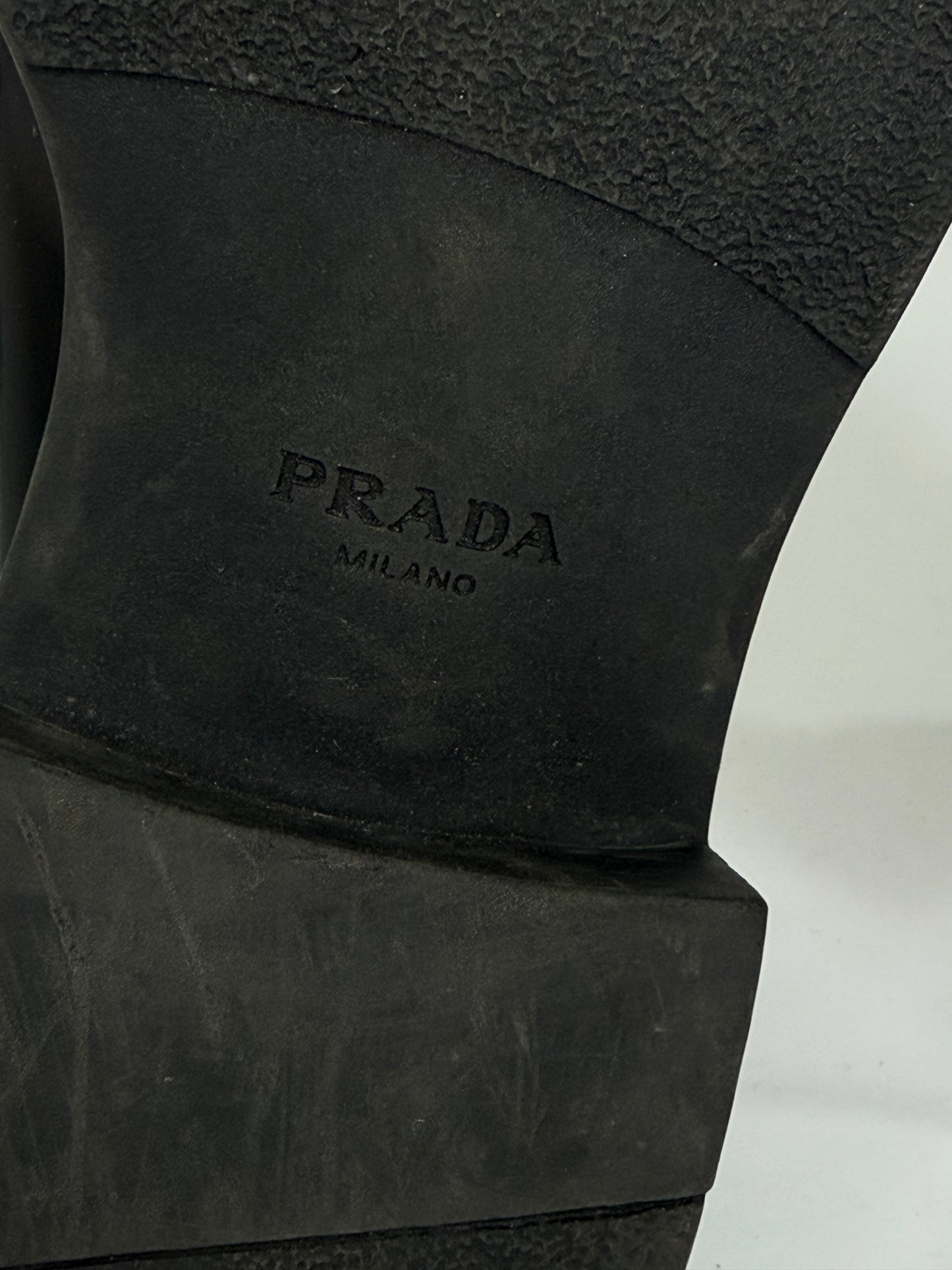 PRADA Vernice Metal Triangle Logo 50mm Loafers Size 37 EU/7 US/ 4 UK