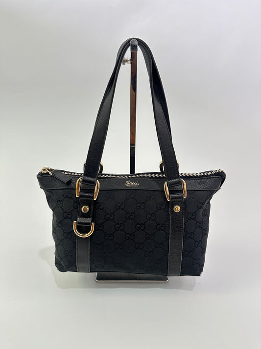 GUCCI 
Monogram Small Abbey Tote Black