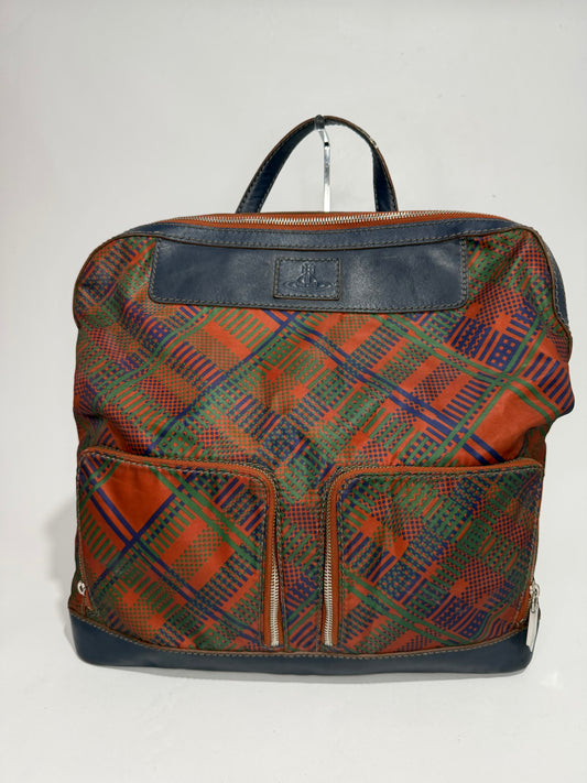 Vivienne Westwood Orb Logo Tartan Backpack Multi-Color Canvas & Leather Trim Vintage