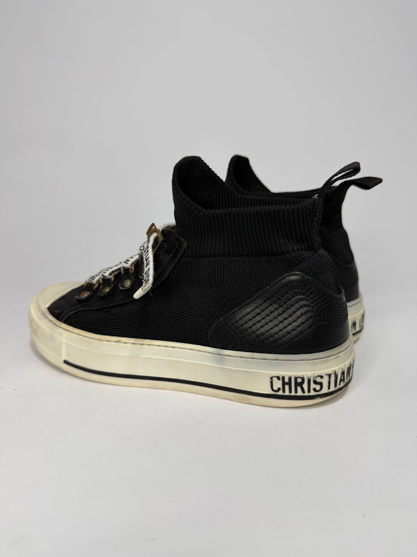 Dior Black Knit Fabric and Leather Walk'n'Dior Sock Sneakers Size 37 EU/ 7 US