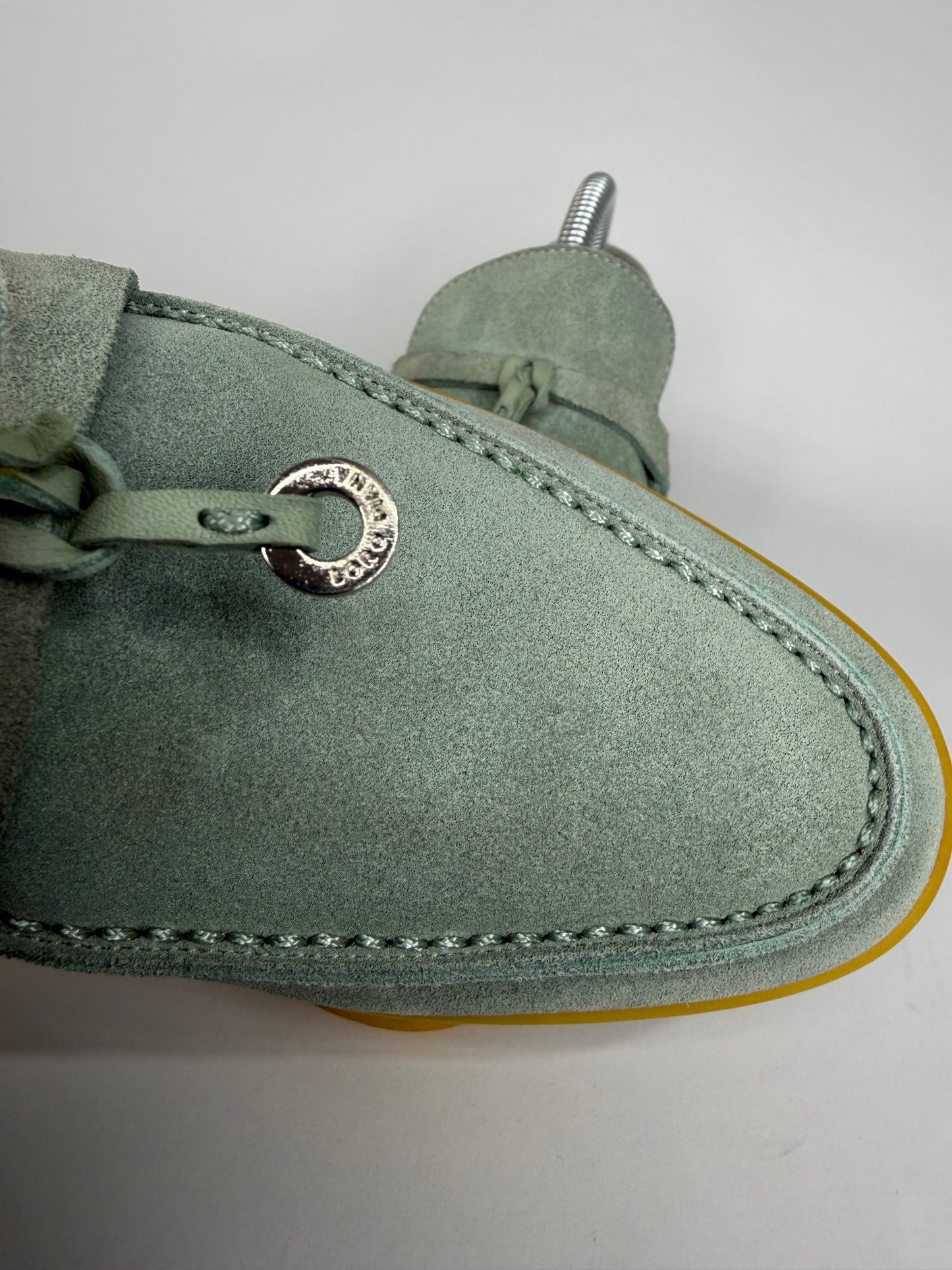 Loro Piana mint green Suede Summer Charms Walk Loafers Size 35.5 EU/ 5.5 US