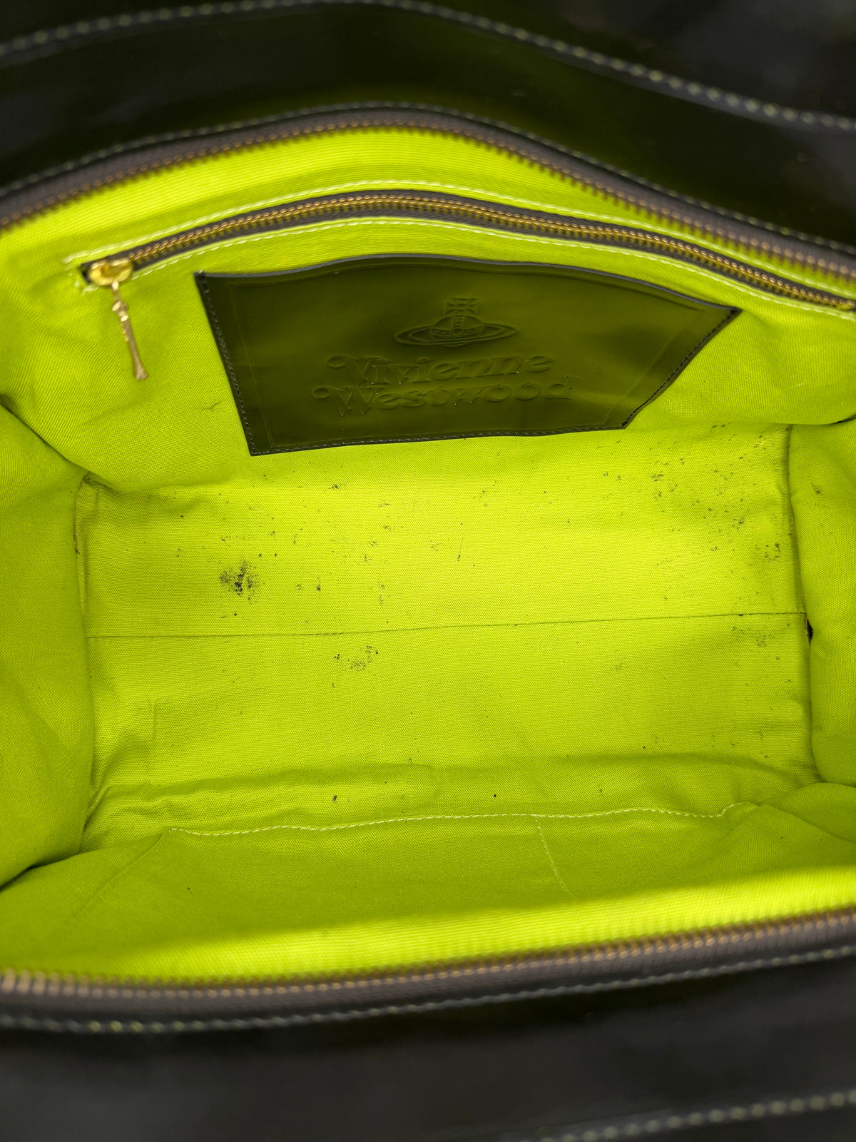 Vivienne Westwood Black Leather Floral Orb Tote Bag – Yellow Baroque Print