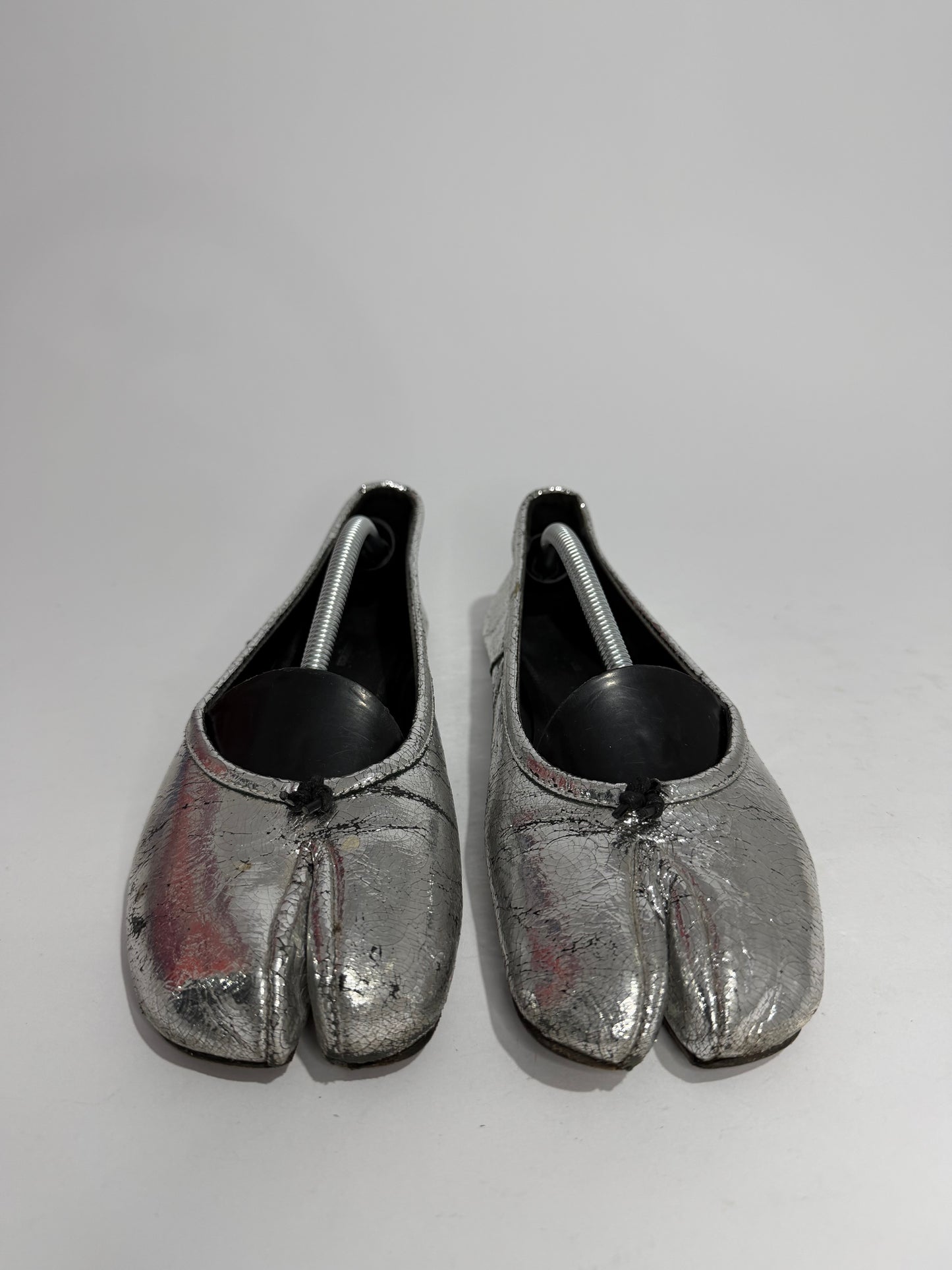 Maison Margiela Silver Tabi Mirror Ballerina Flats Size 38 EU/ 8US