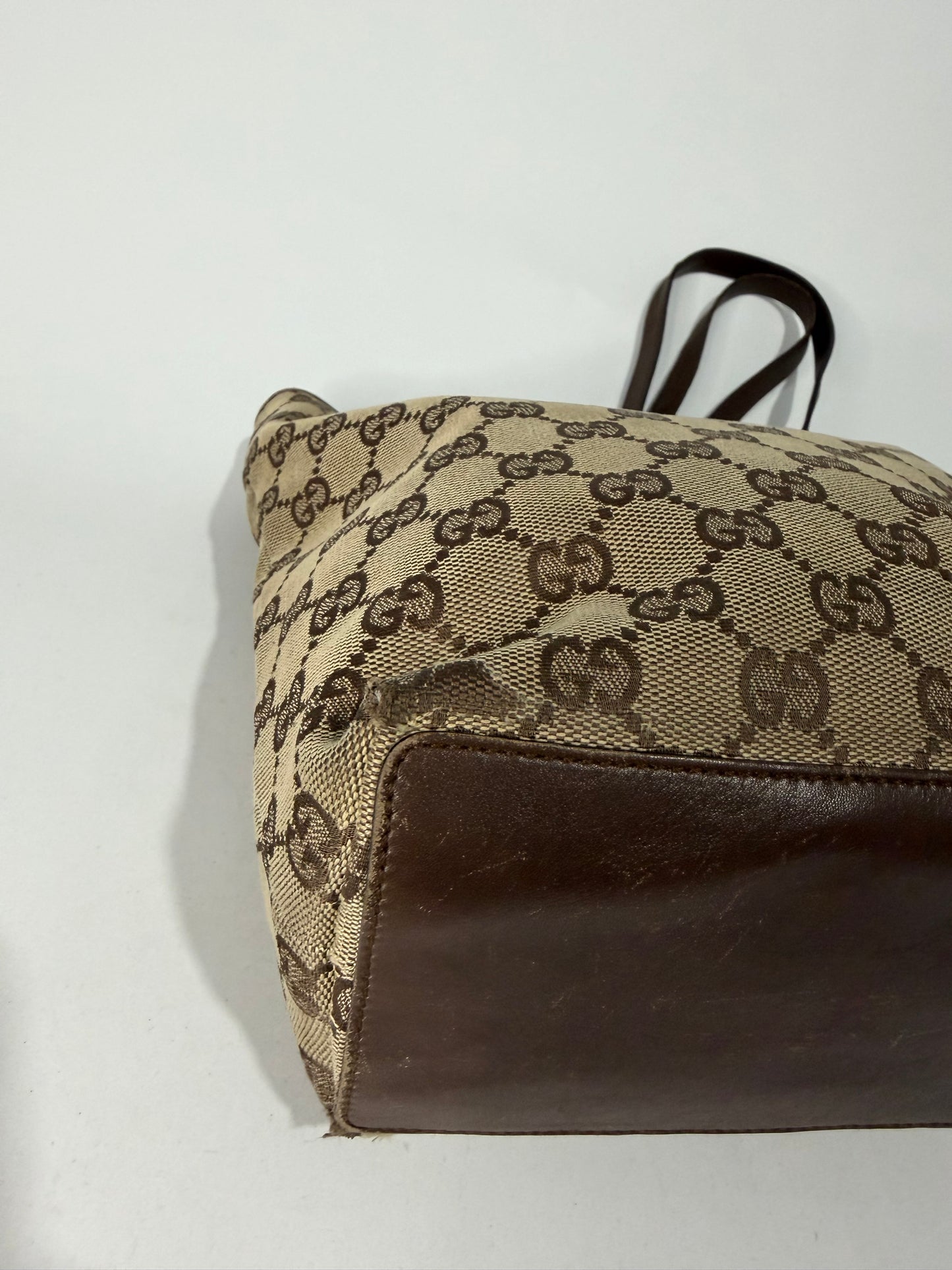 Gucci Beige/Brown GG Canvas and Leather Bucket Tote
