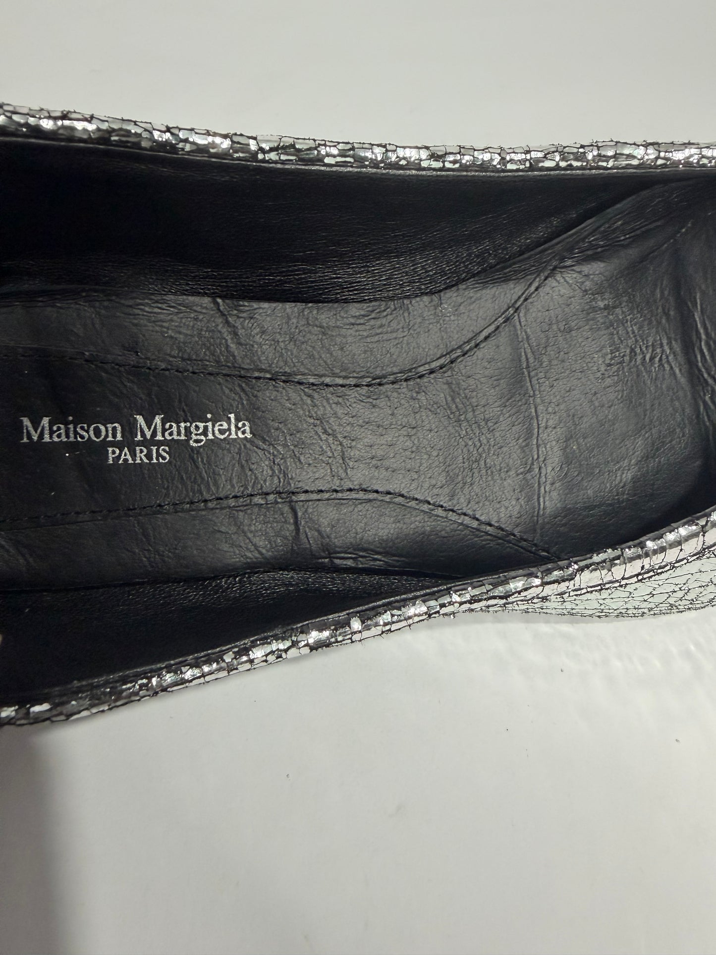 Maison Margiela Silver Tabi Mirror Ballerina Flats Size 37EU/ 7 US