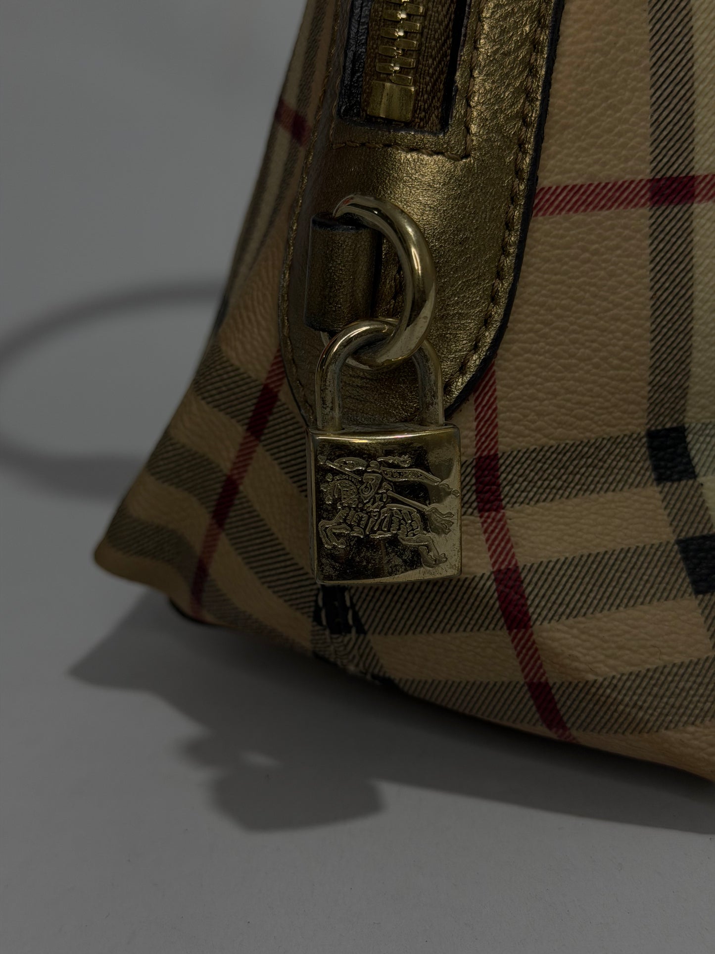 Burberry Haymarket Check Coated Canvas Small Thornley Bowling Bag