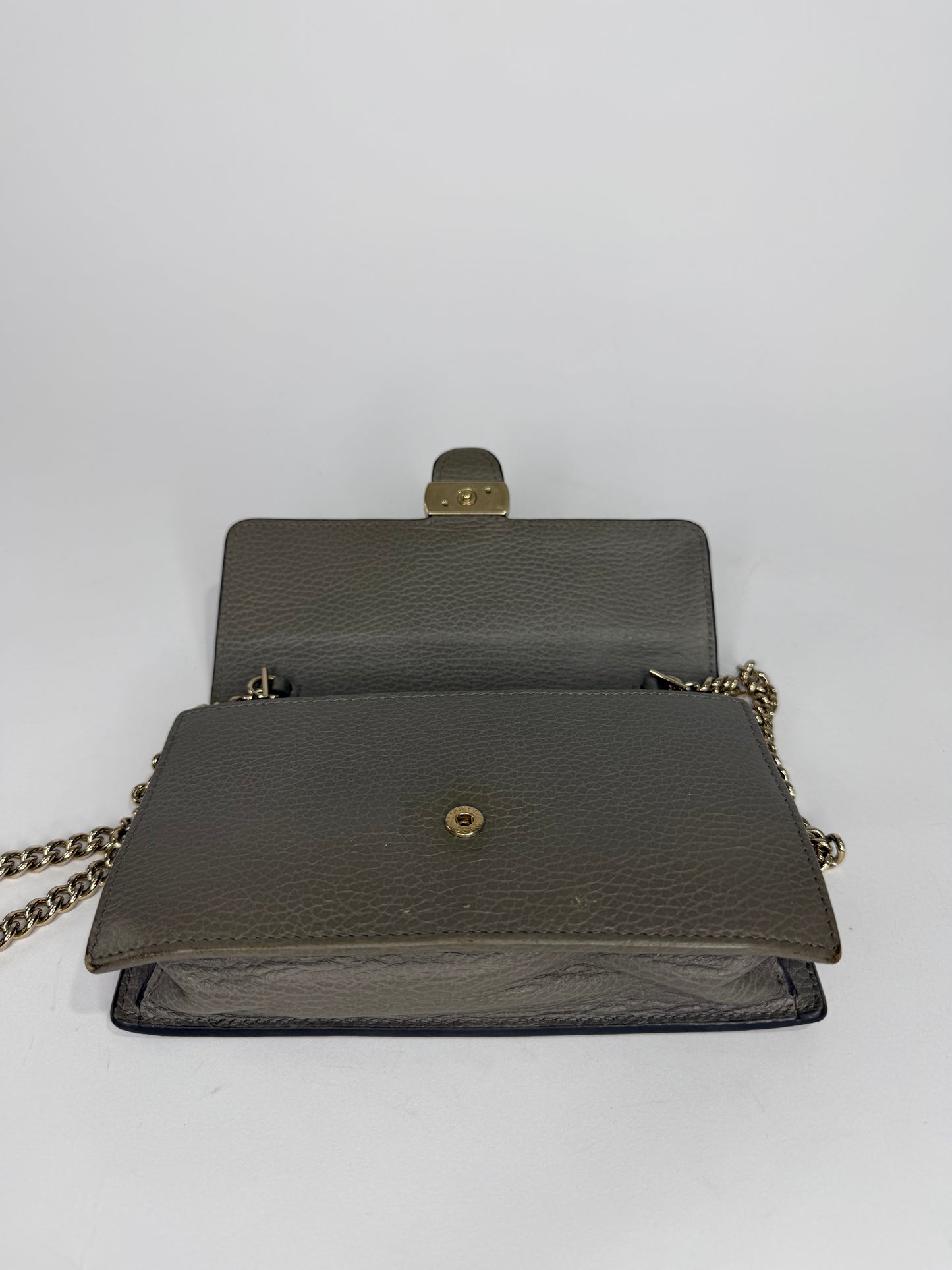 Gucci Grey Leather Interlocking G Wallet on Chain