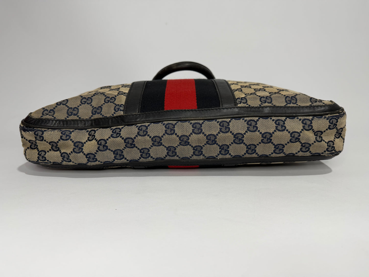 Gucci Beige/Navy GG Monogram Web Canvas and Leather Briefcase