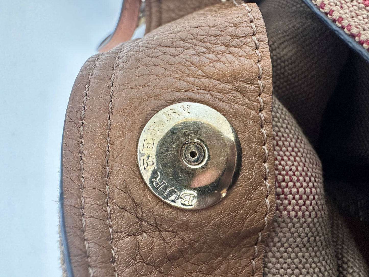 BURBERRY Canvas Mega Check Mini Ashby Tassel Crossbody Brown