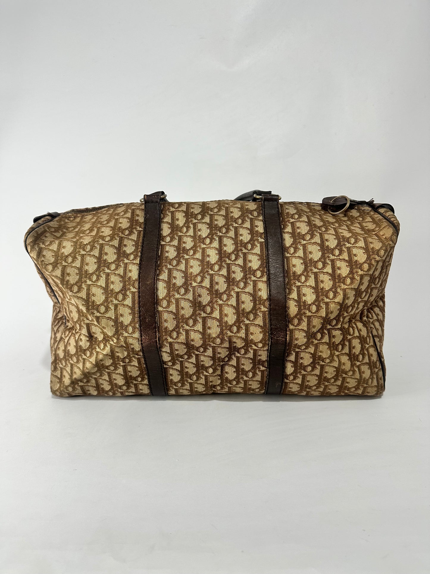 Dior Brown Canvas Oblique Large Boston Bag