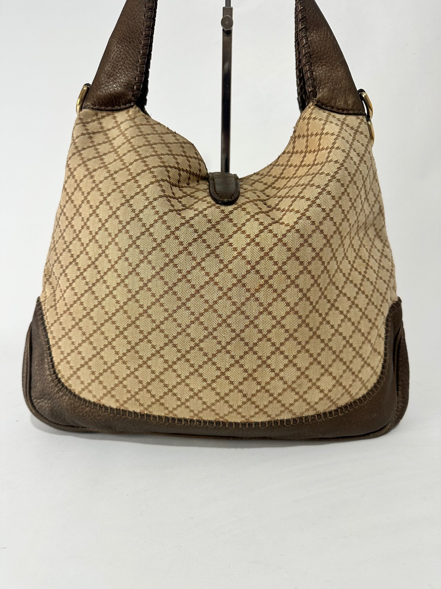 Gucci Brown/Beige Diamante Canvas New Jackie Shoulder Bag
