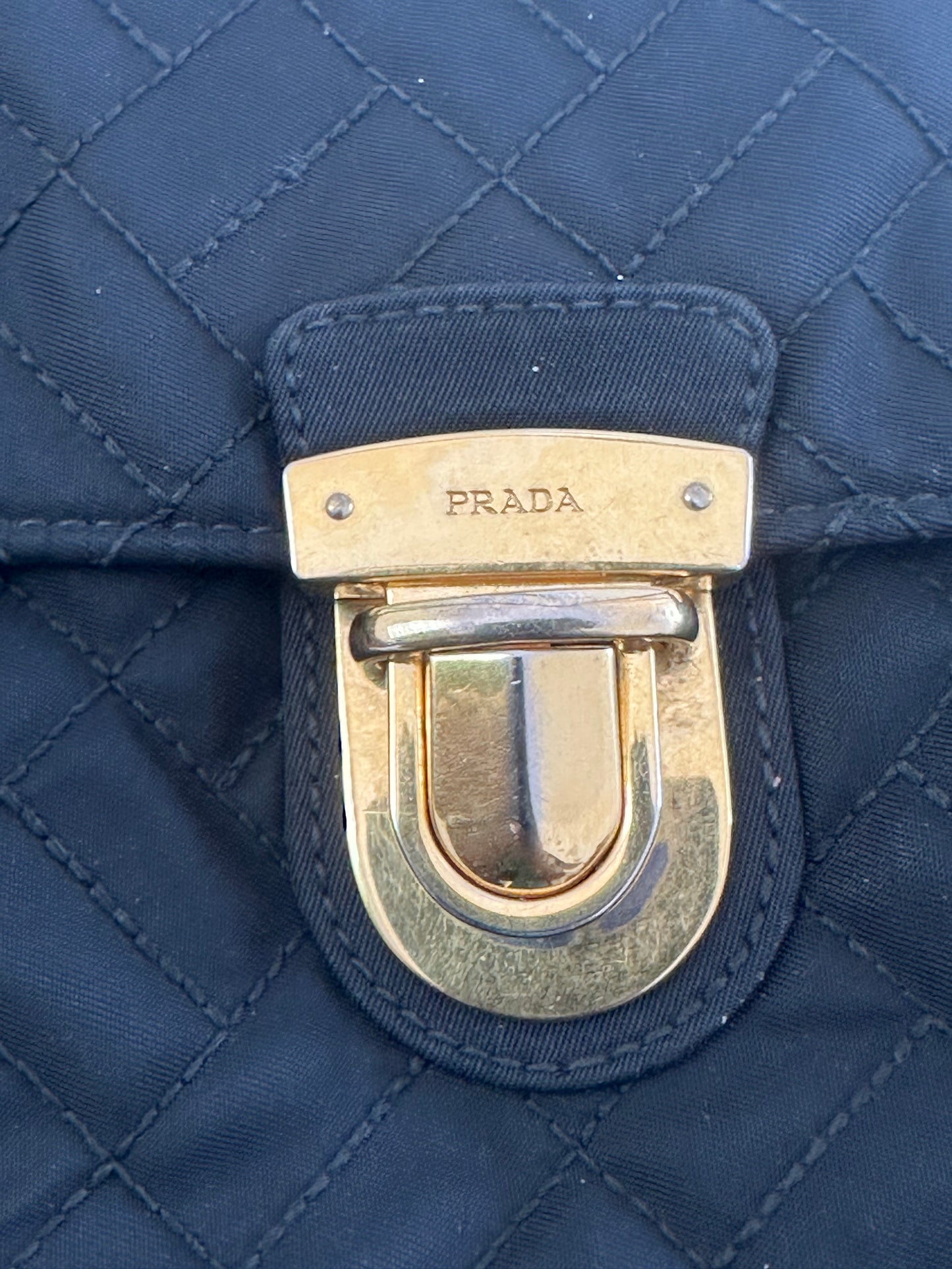 Prada Black Nylon Push Lock Shoulder Bag