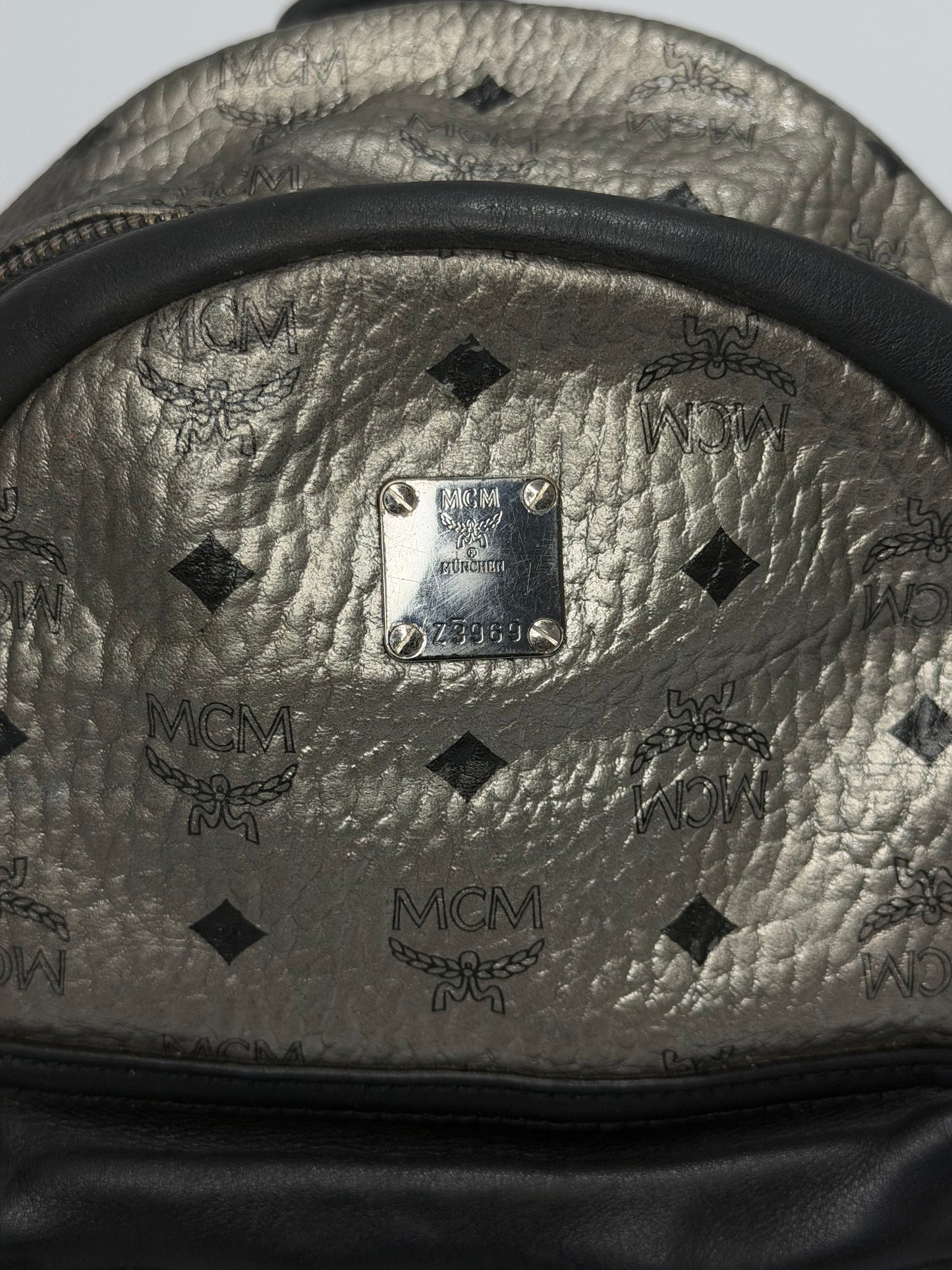 MCM Unisex Visetos Studded Small Stark M Backpack