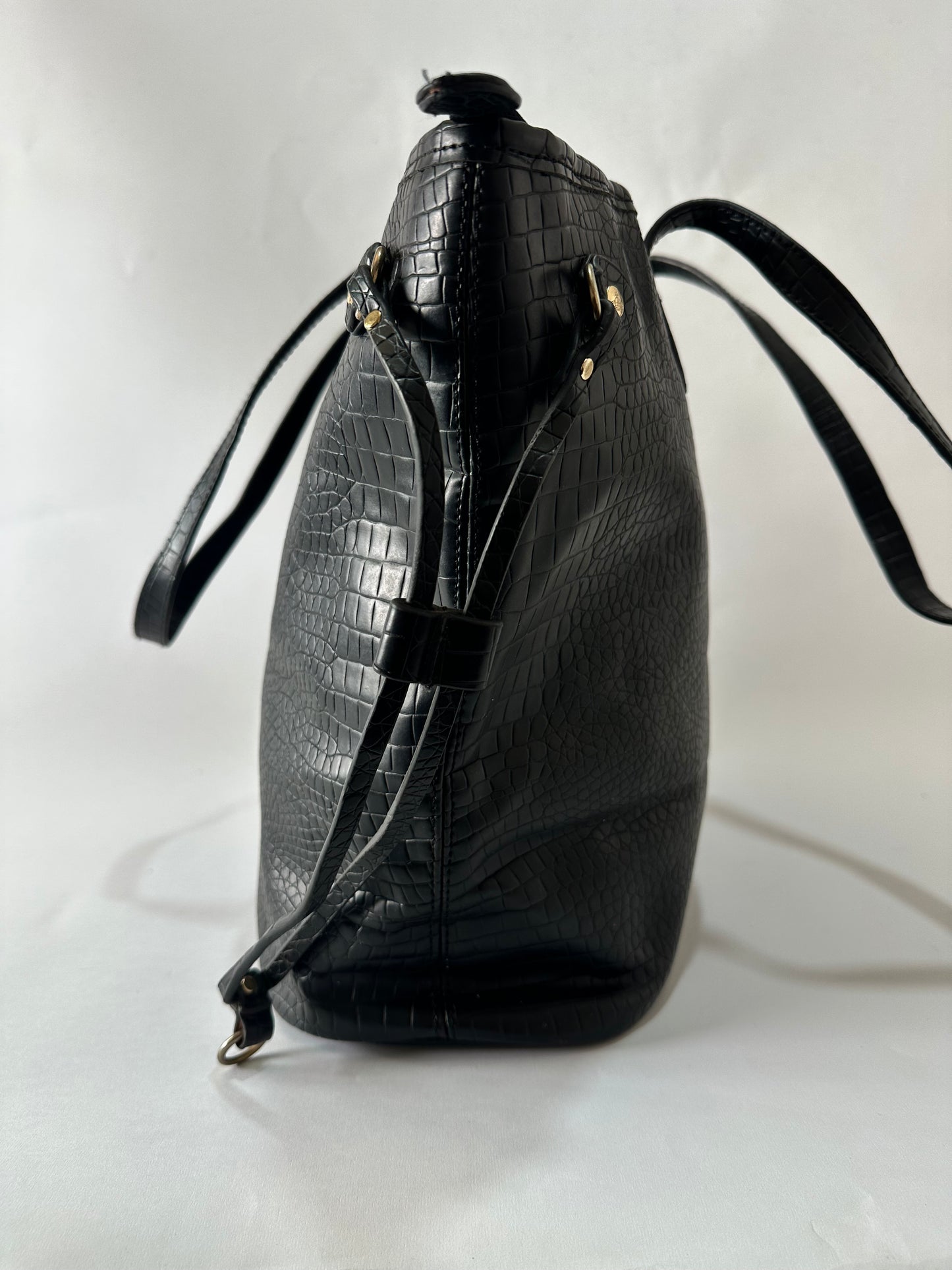 VIVIENNE WESTWOOD Black croc embossed Leather Tote