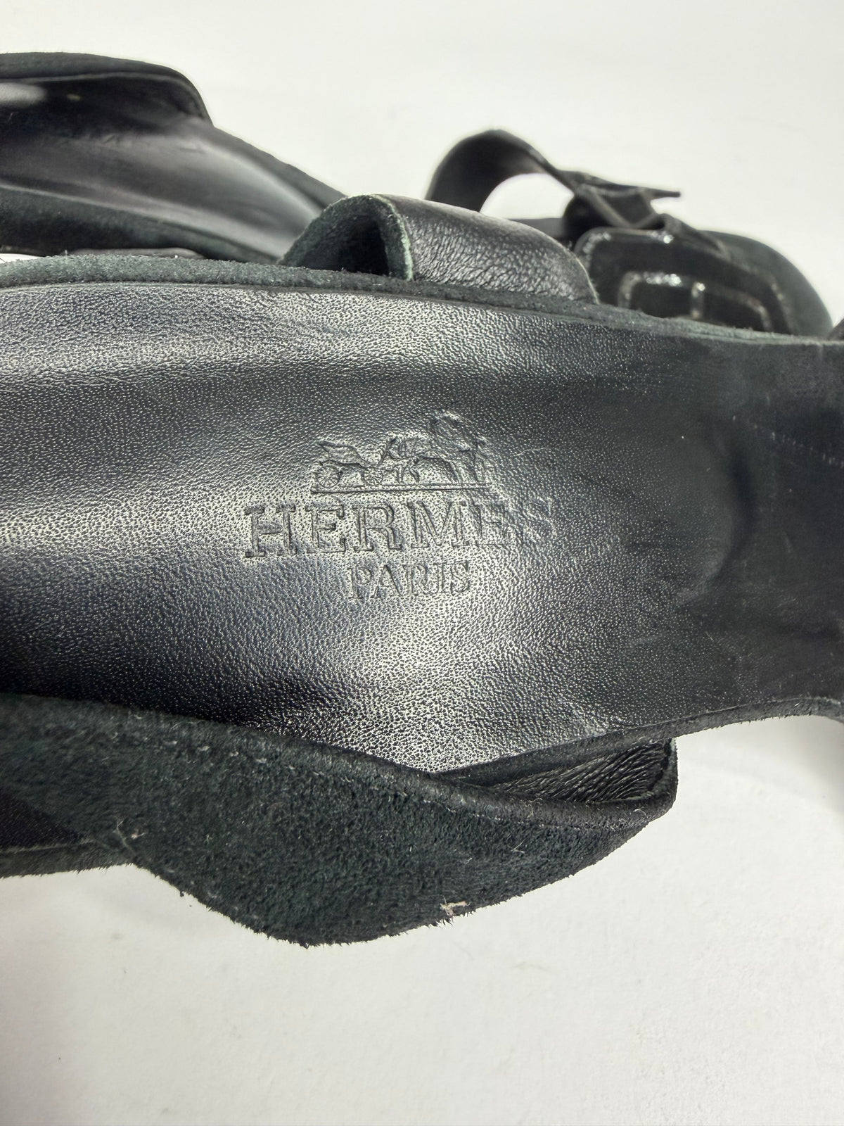 Hermes Heden 80 Black Suede sandal