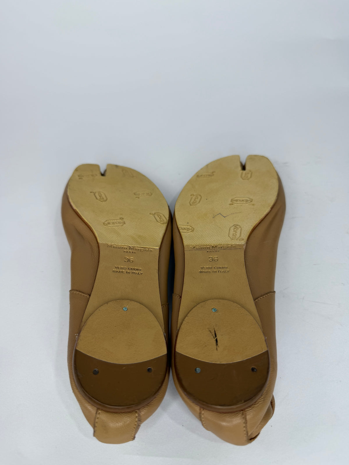 Maison Margiela Tabi Ballet Flats Brown Leather Split-Toe EU 36 / 6 US/ 3 UK