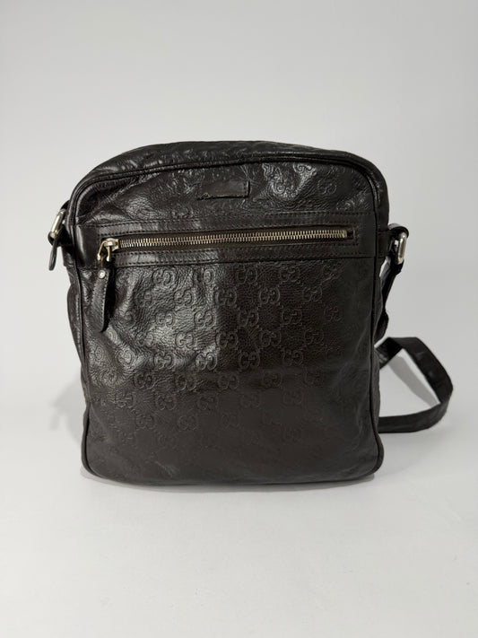 GUCCI Guccissima Flat Messenger Bag Black