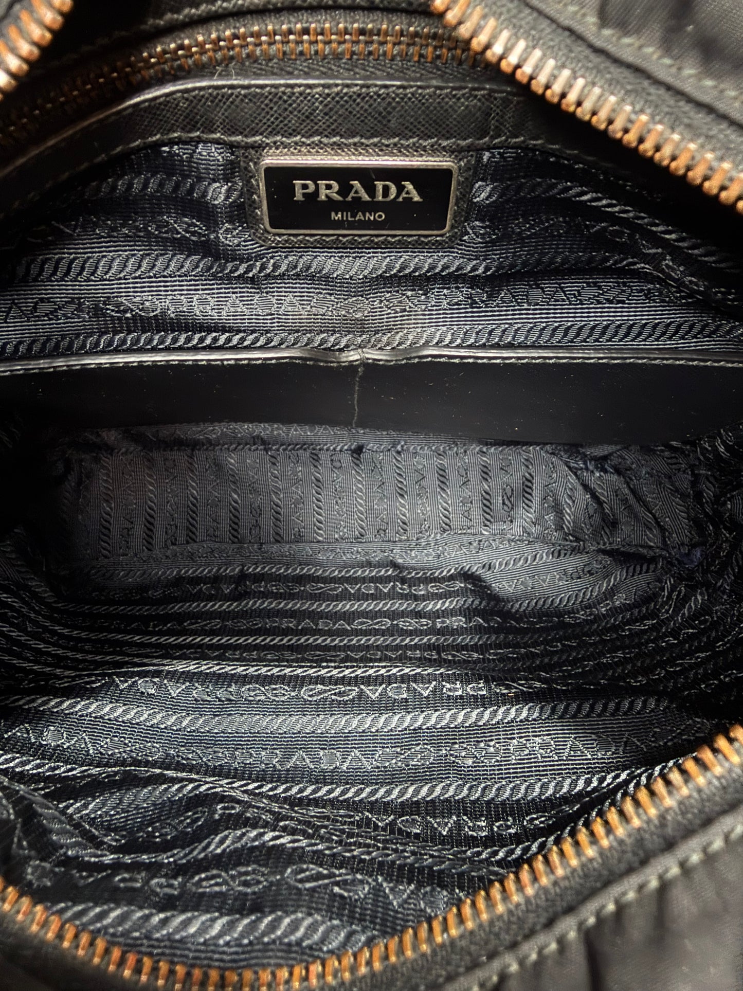 PRADA Tessuto Nylon Flat Messenger Bag Black
