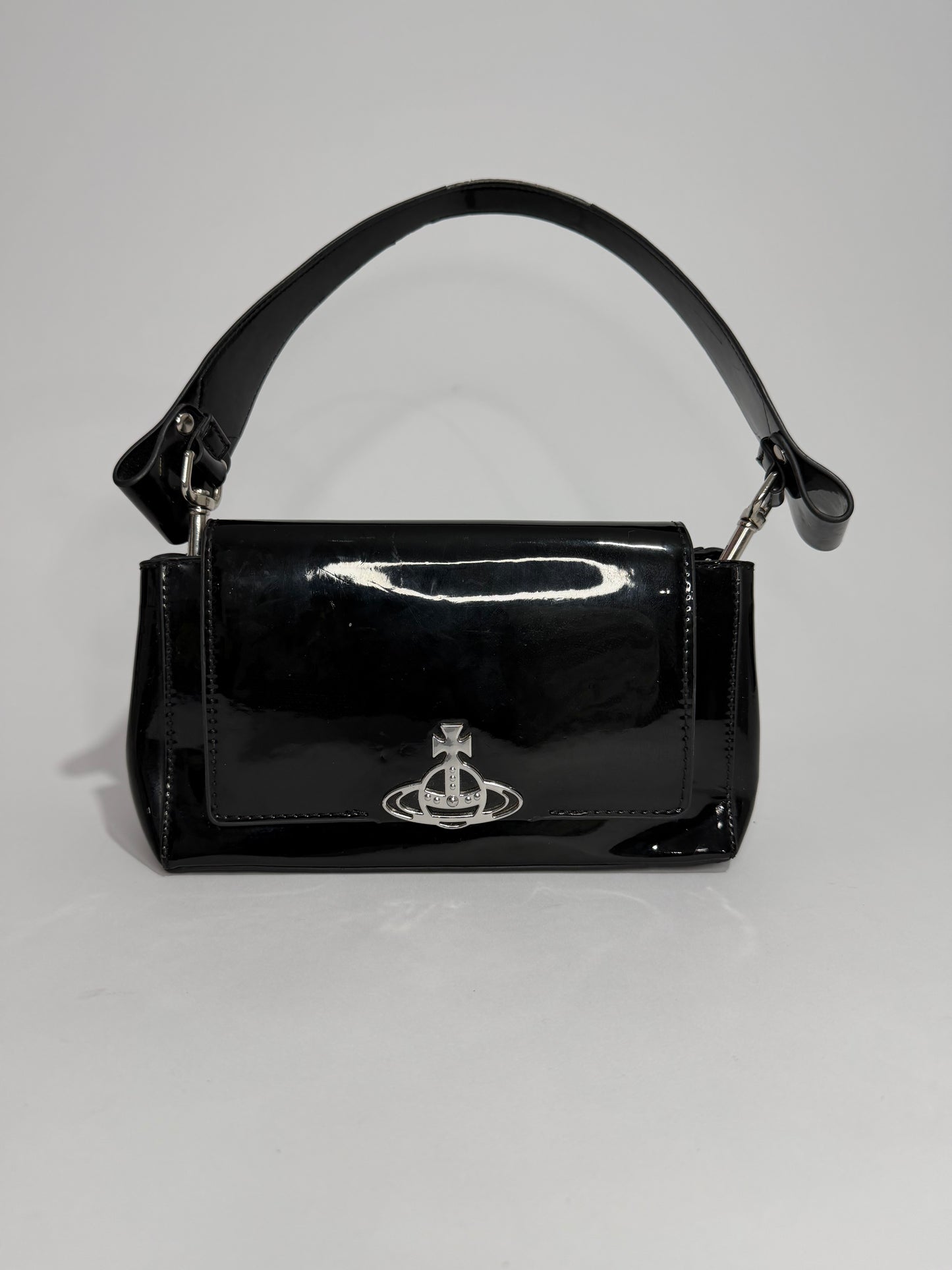 Vivienne Westwood Black Medium Patent Leather Hazel Top-Handle Bag