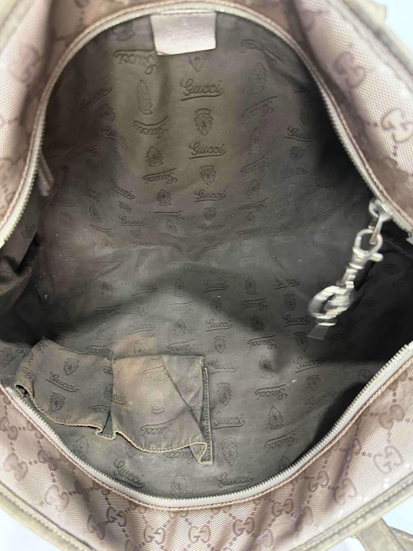 Gucci Gunmetal GG Coated Canvas Medium Imprime Tote