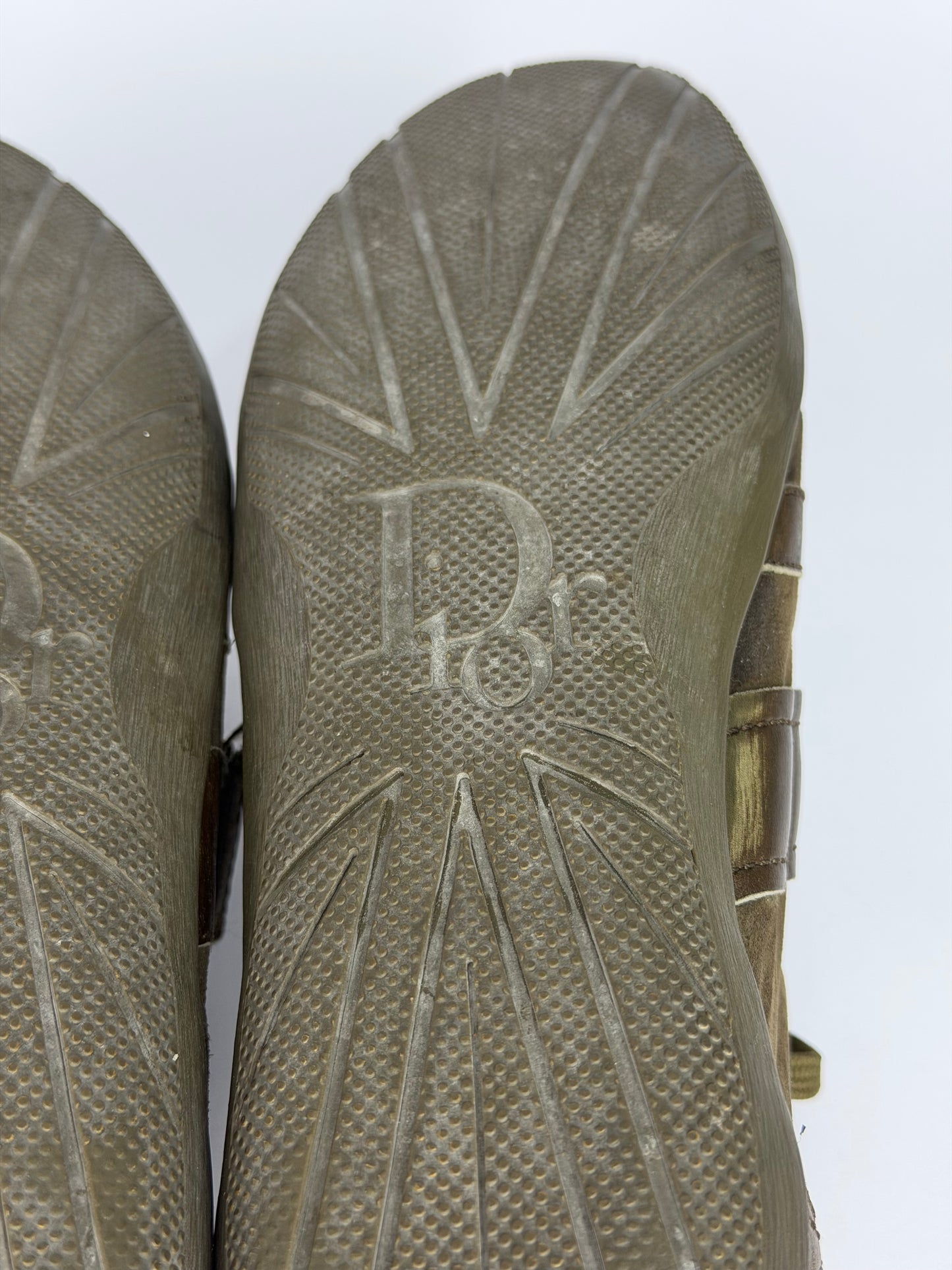 Dior Brown & Olive Leather Low-Top Sneakers Size 40