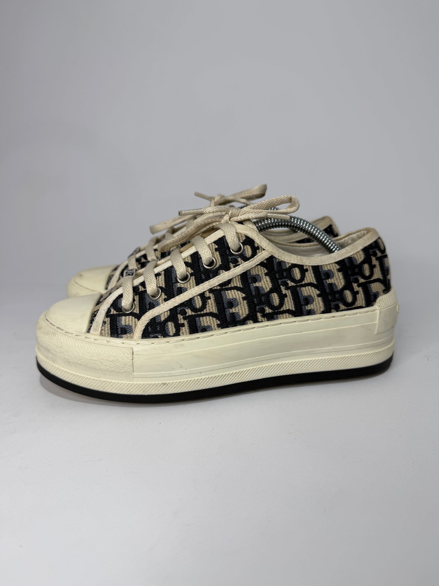 Dior Navy Blue/Off-White Oblique Fabric Walk'n'Dior Platform Sneakers Size 36 EU/ 6 US