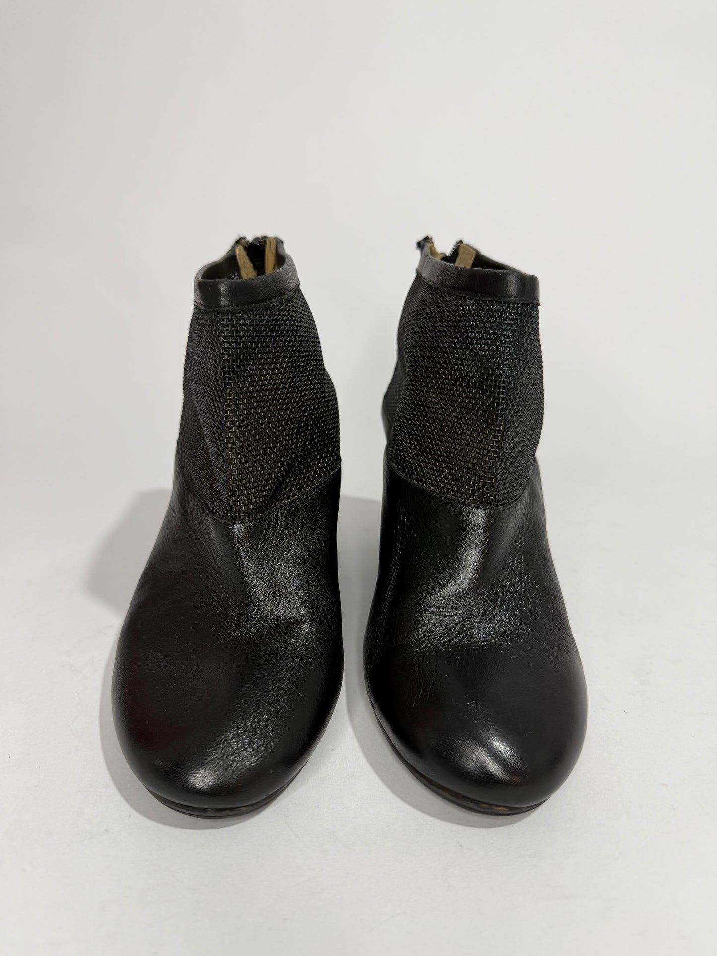 Maison Martin Margiela MM6 Black Leather & Mesh Wedge Ankle Boots  EU 38