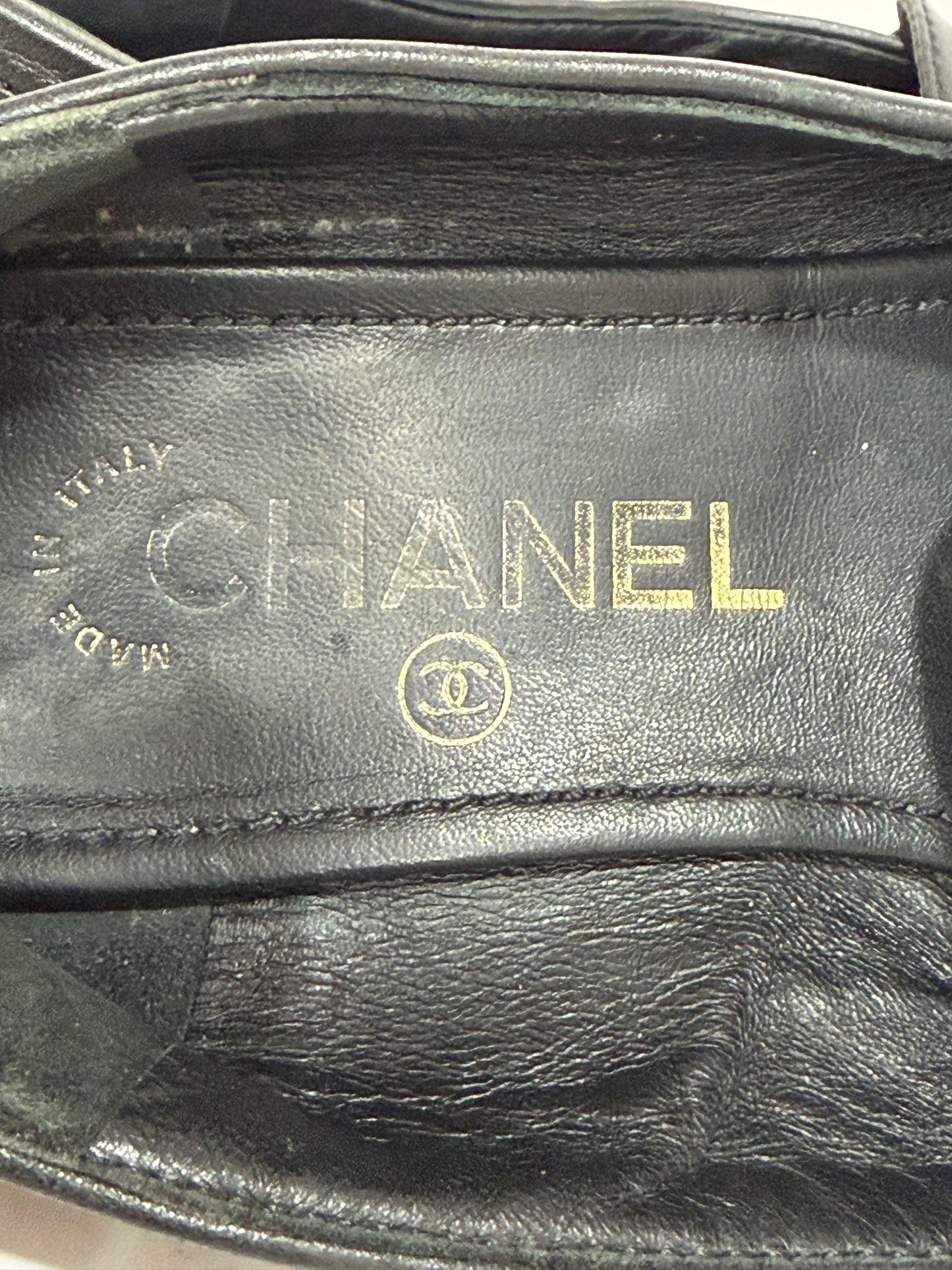 Chanel Black Leather Metal CC Slip On Loafers Size 35.5EU/5.5 US